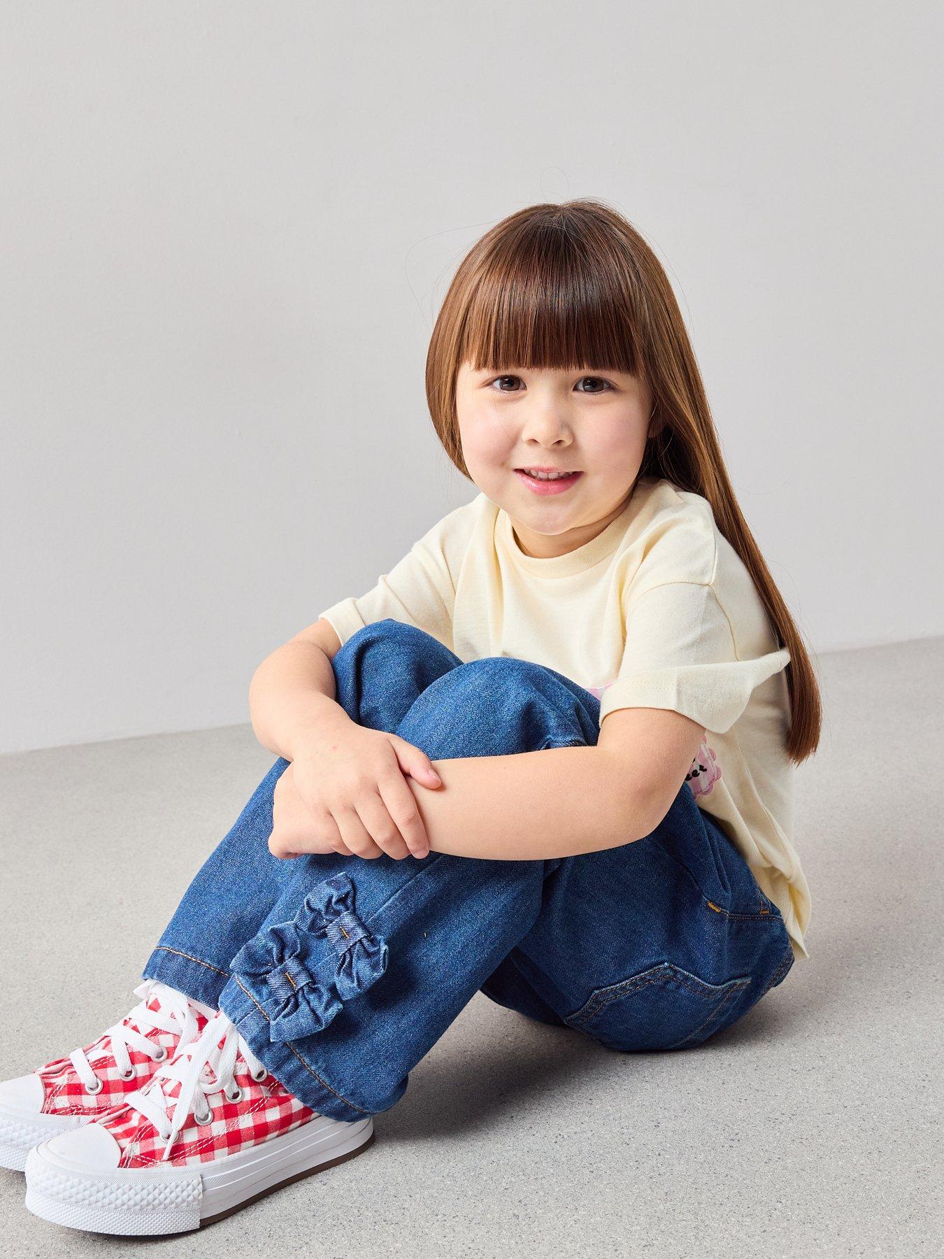 Image 3 of 7 of The Very Collection Girls Wide Leg Bow Detail Jean - Dark Wash