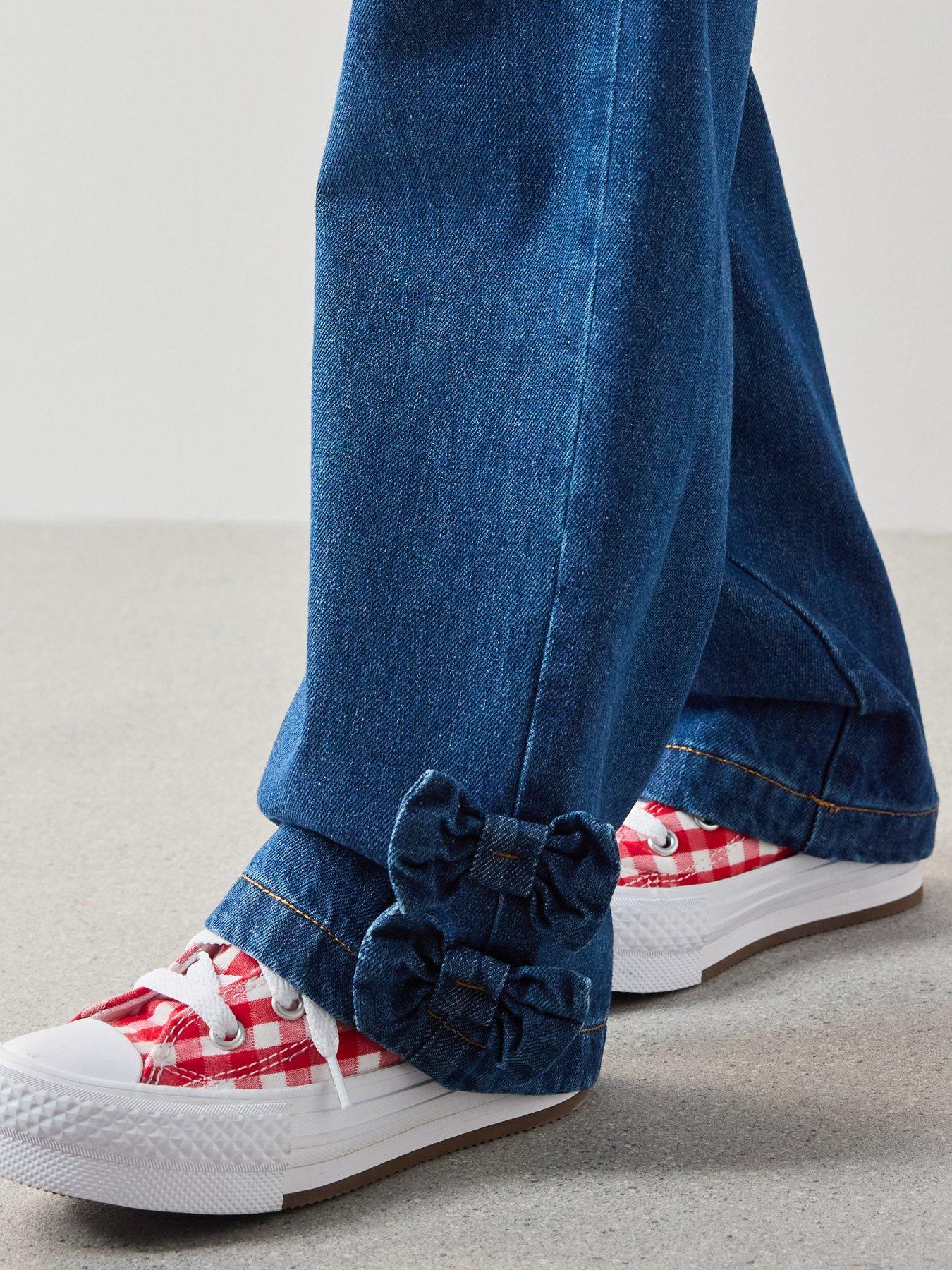 Image 4 of 7 of The Very Collection Girls Wide Leg Bow Detail Jean - Dark Wash