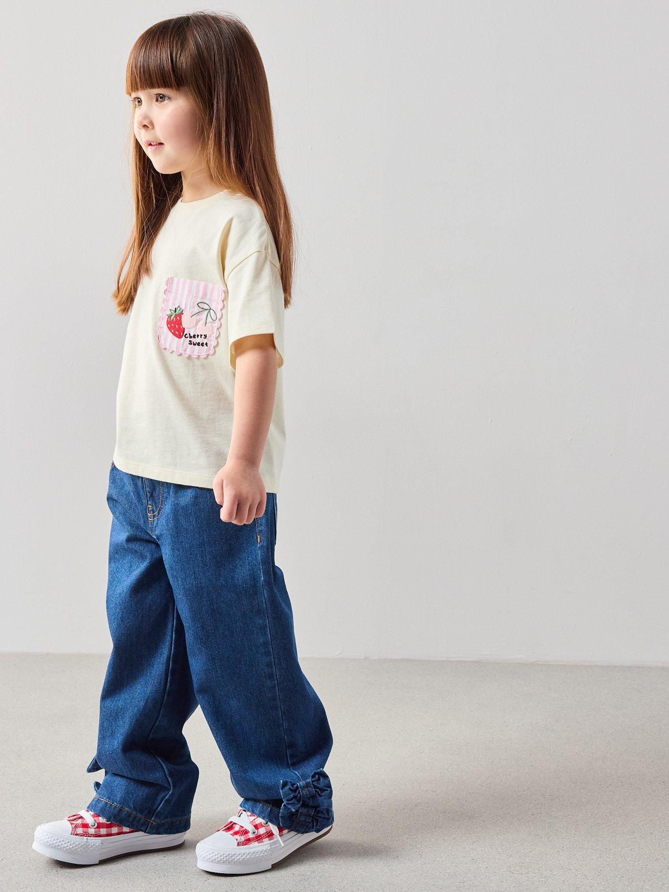 Image 5 of 7 of The Very Collection Girls Wide Leg Bow Detail Jean - Dark Wash