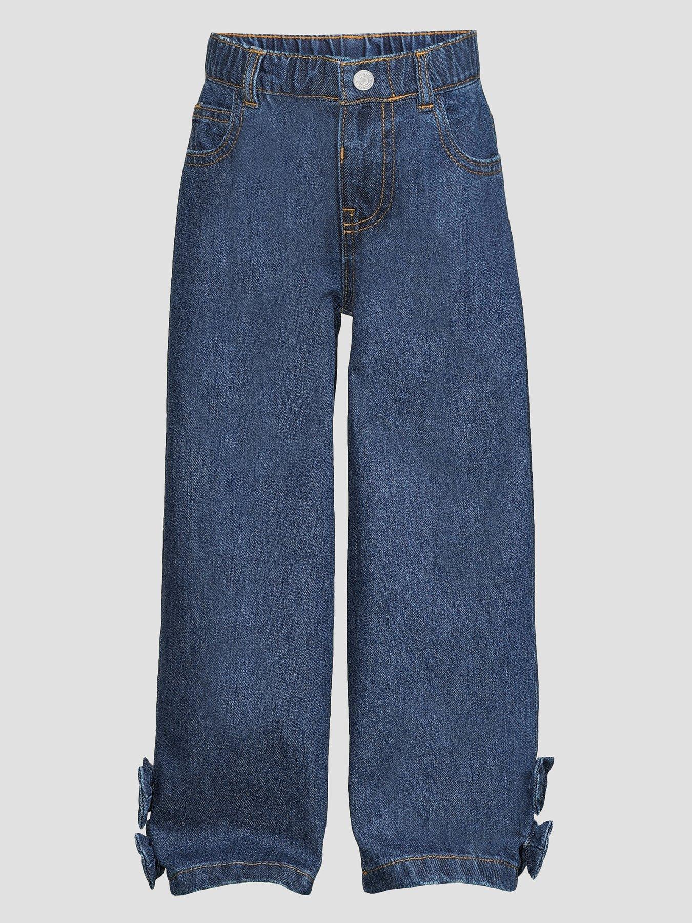 Image 7 of 7 of The Very Collection Girls Wide Leg Bow Detail Jean - Dark Wash