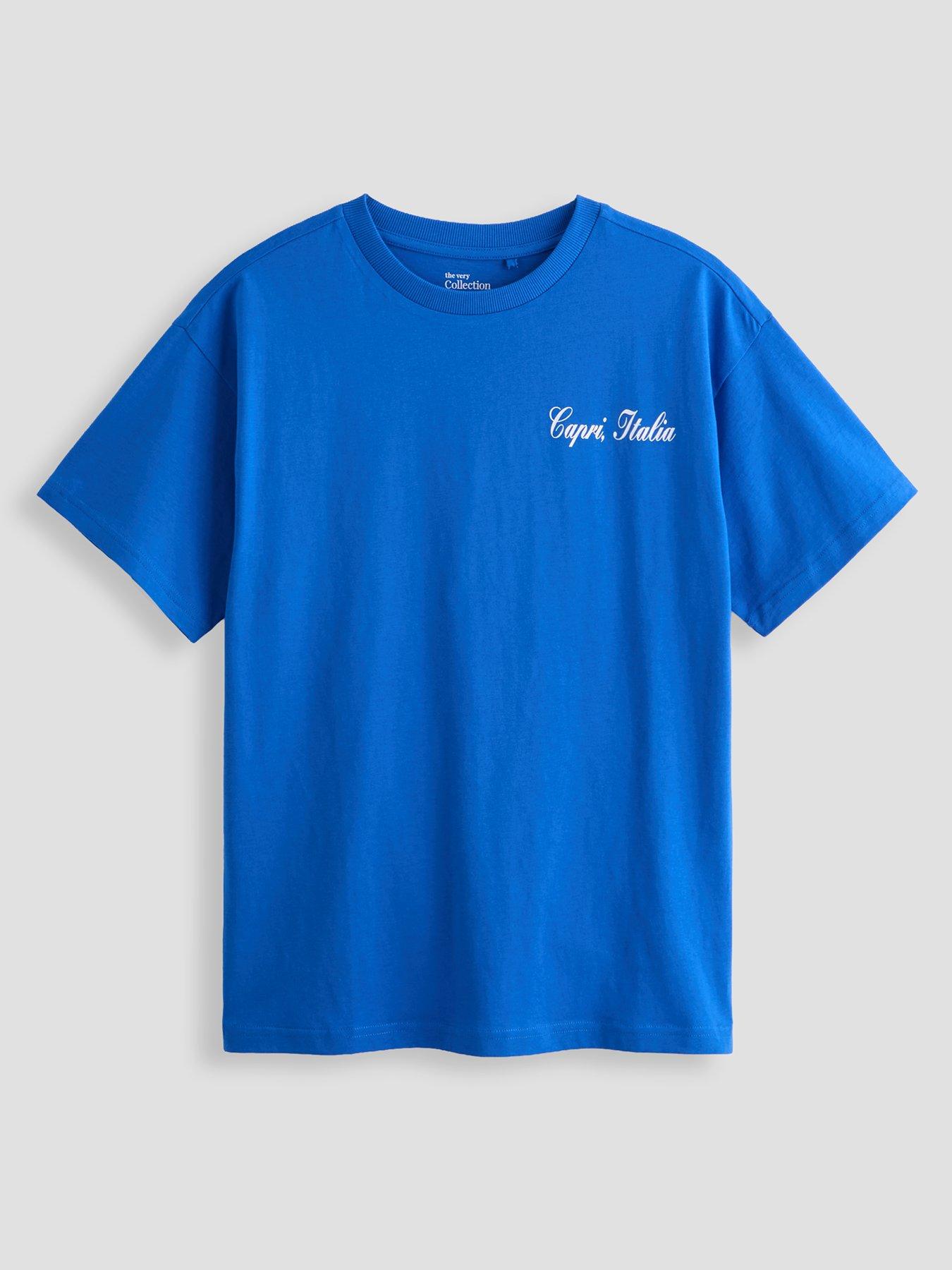 The Very Collection Boys Amalfi Coat Slogan T-shirt - Blue