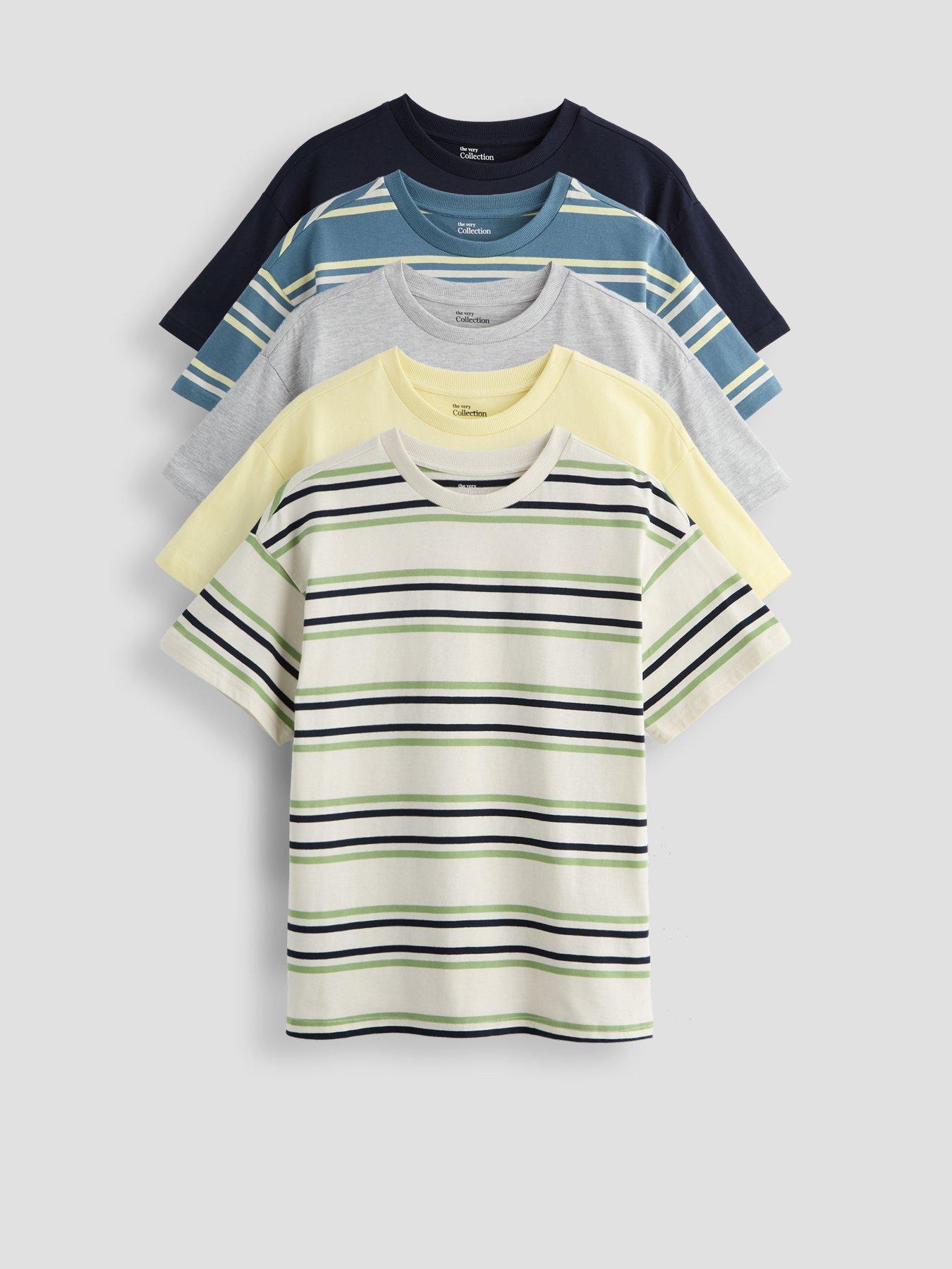 Image 1 of 5 of The Very Collection Boys 5 Pack Stripe Detail Tshirt