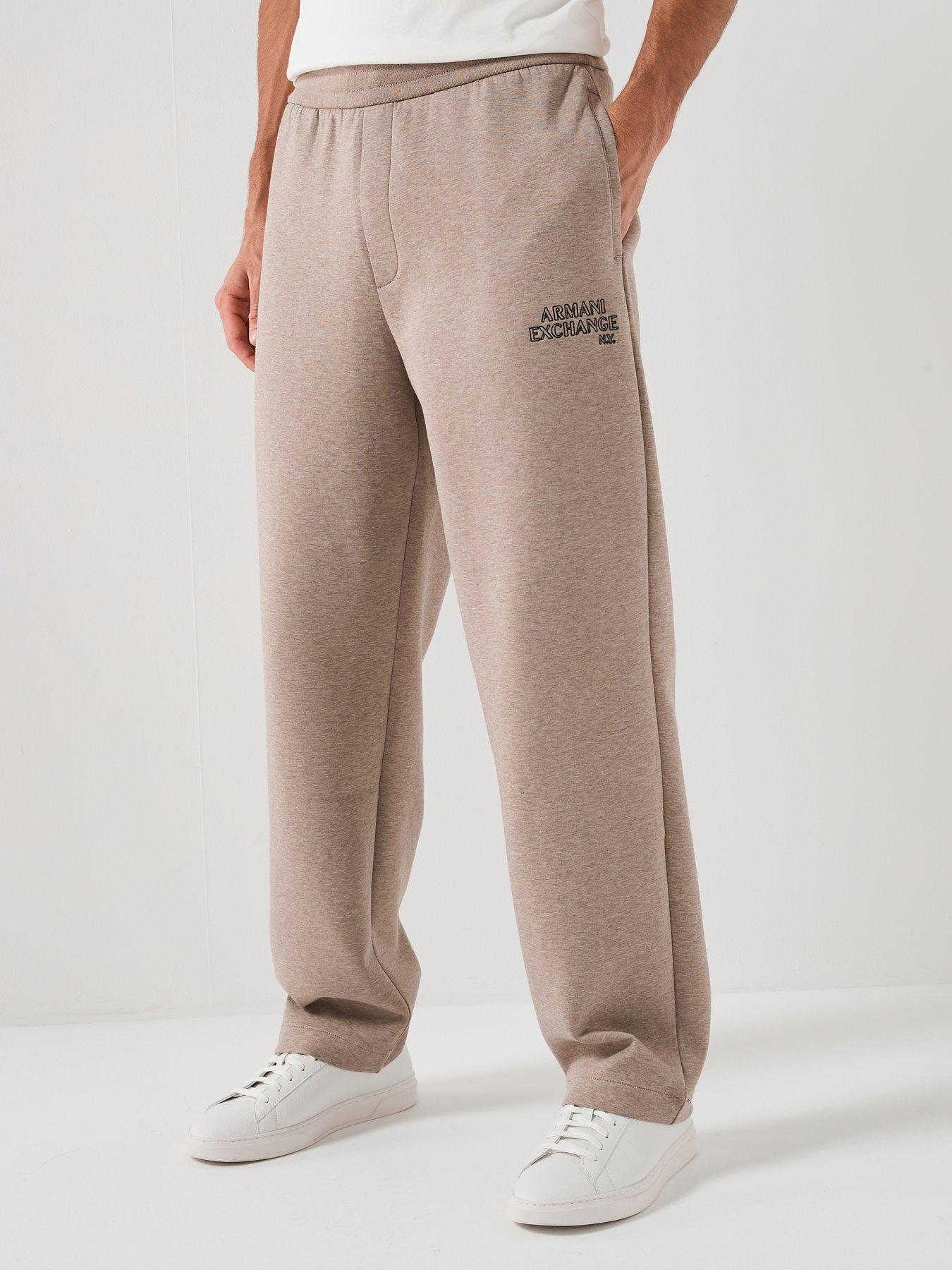 Image 1 of 6 of Armani Exchange Wide Leg Joggers - Light Brown