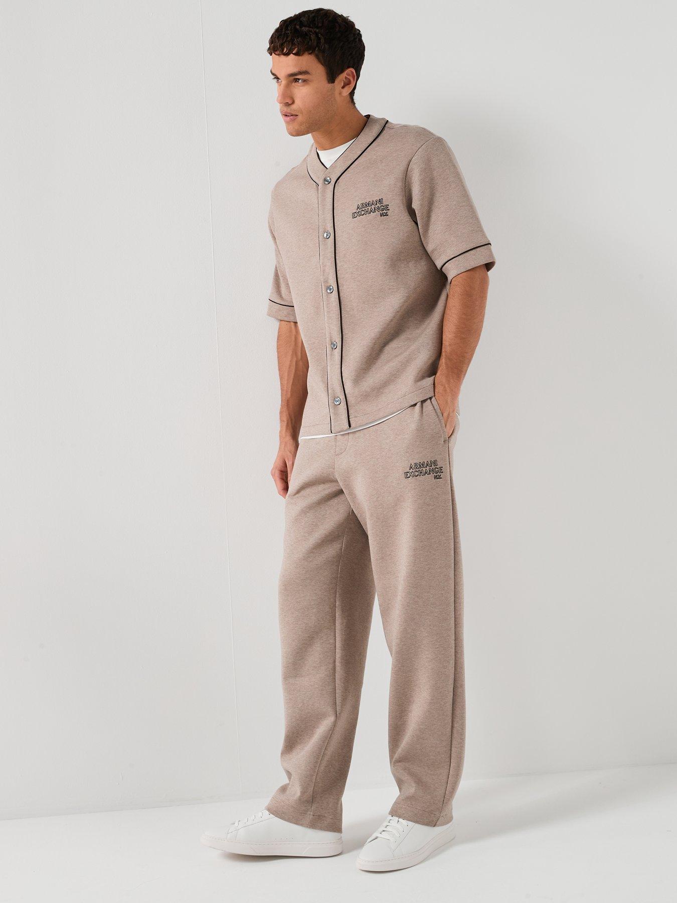 Image 3 of 6 of Armani Exchange Wide Leg Joggers - Light Brown