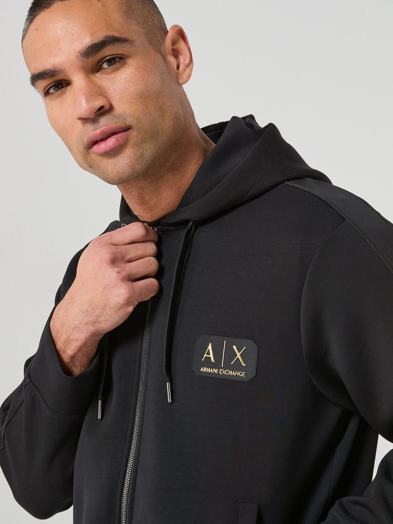 Armani Exchange /Gold Logo Zip Through Hoodie - Black | Very