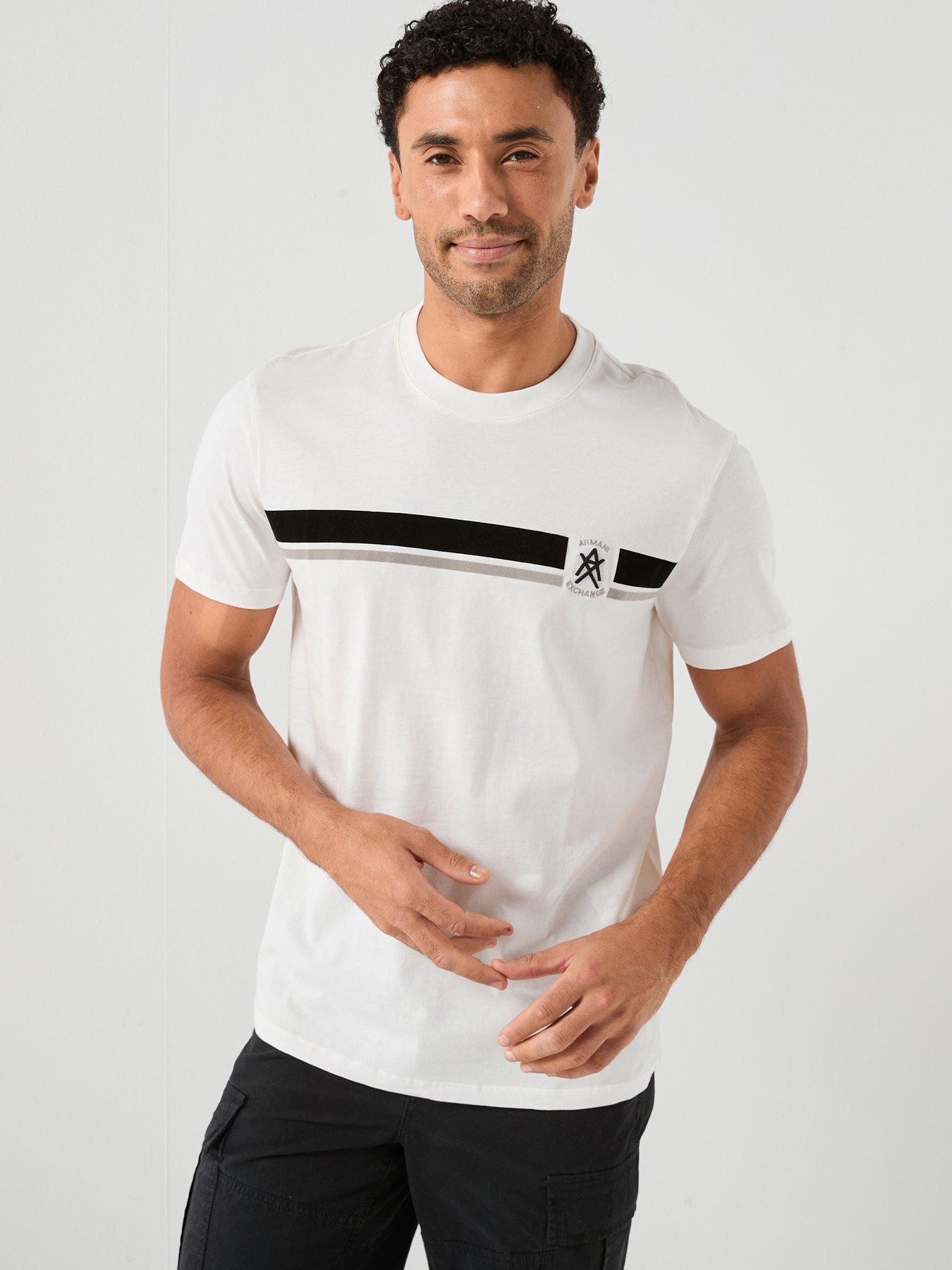 Armani Exchange Chest Stripe T-Shirt - Off White
