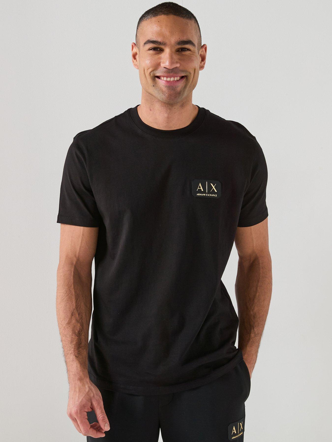 Armani Exchange Gold Badge Logo T-Shirt, Black, Size M, Men