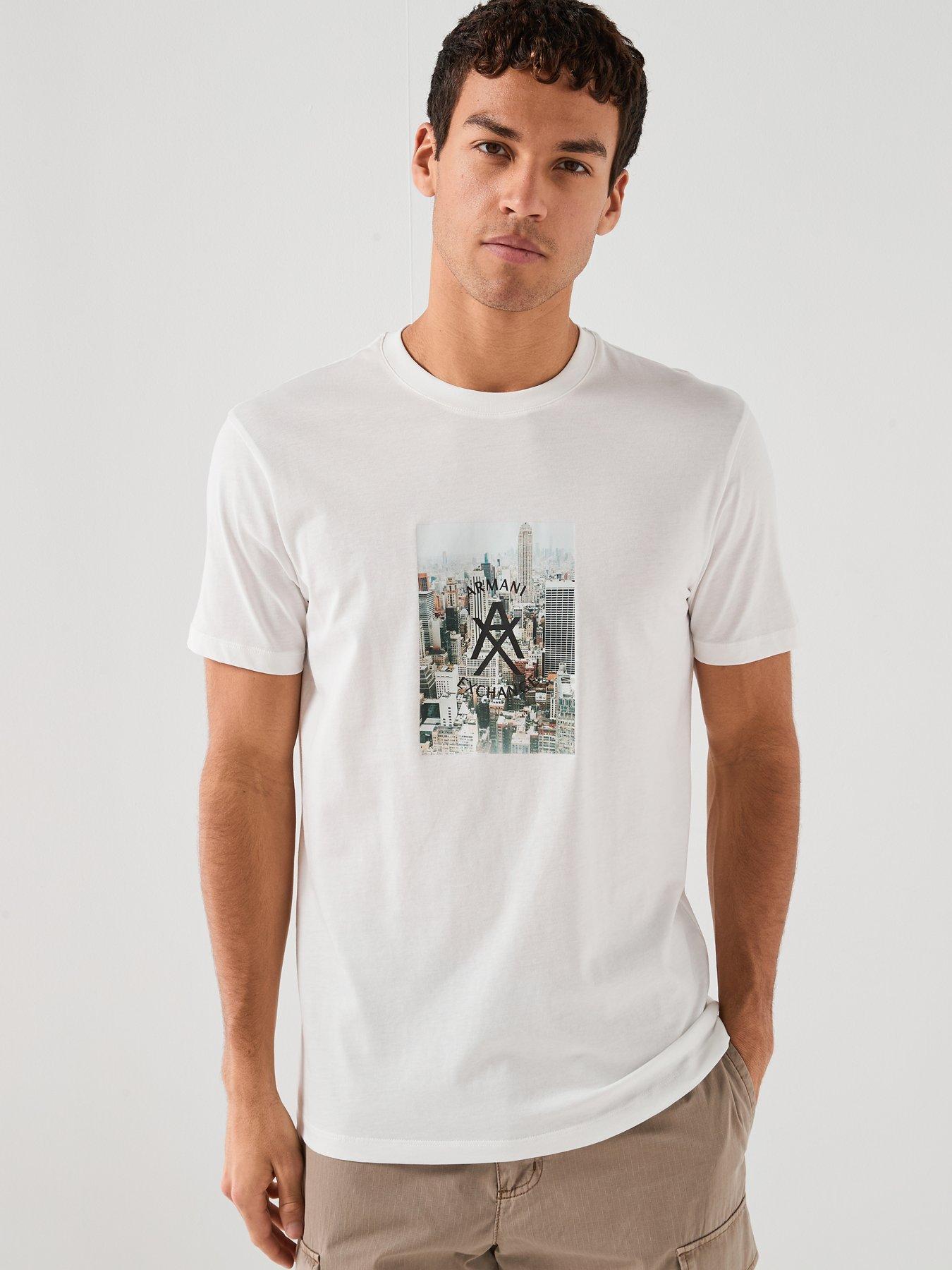 Armani Exchange New York City Graphic Print T-Shirt, Off White, Size Xl, Men