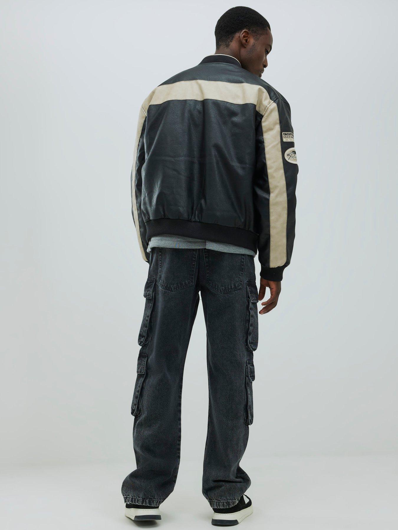 Image 2 of 4 of River Island Ulysses Loose Cargo Jeans - Black
