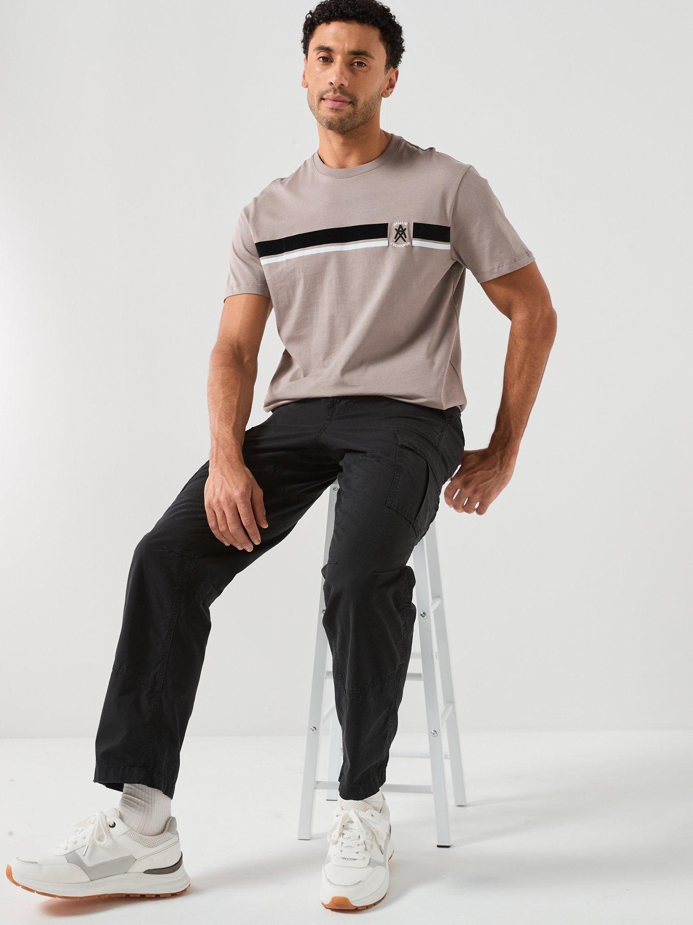 Image 6 of 6 of Armani Exchange Chest Stripe T-Shirt - Light Brown