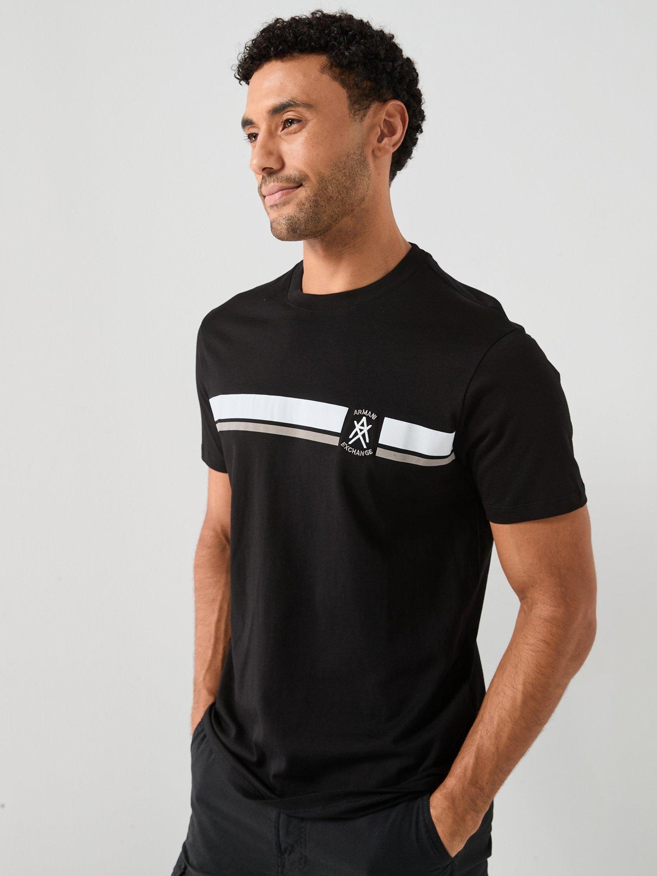 Armani Exchange Chest Stripe T-Shirt, Black, Size Xl, Men