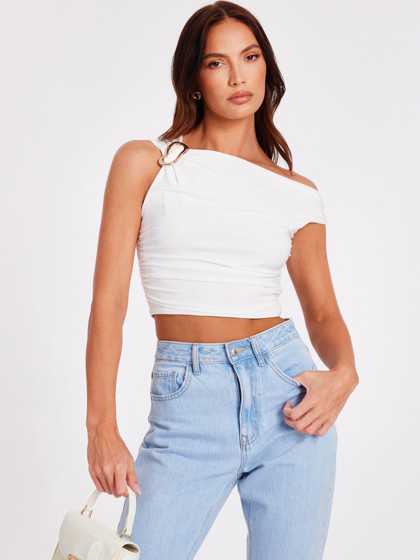Quiz Cream Drop Sleeve Top