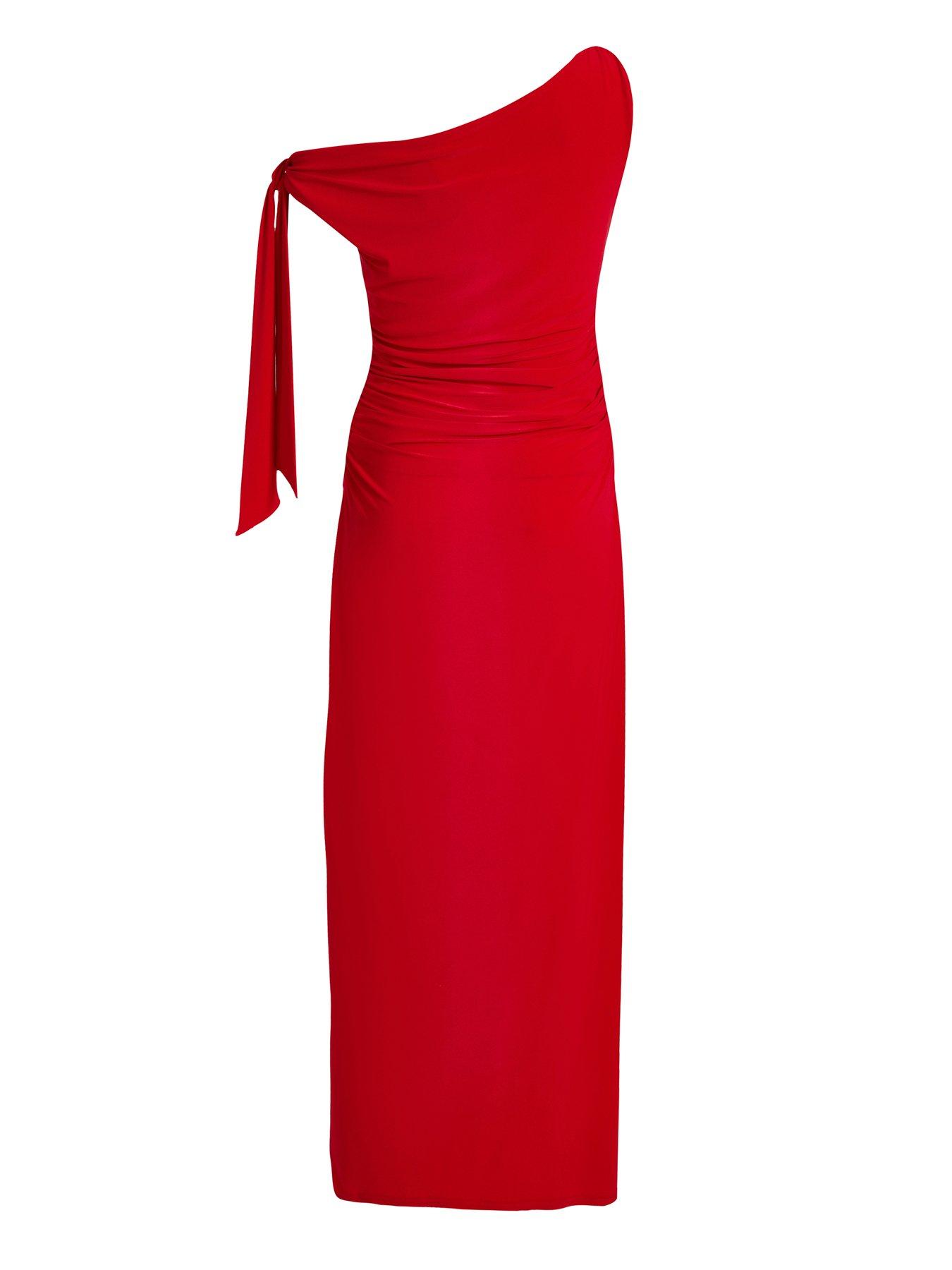 Image 5 of 6 of Quiz Red Asymmetric Midaxi Dress