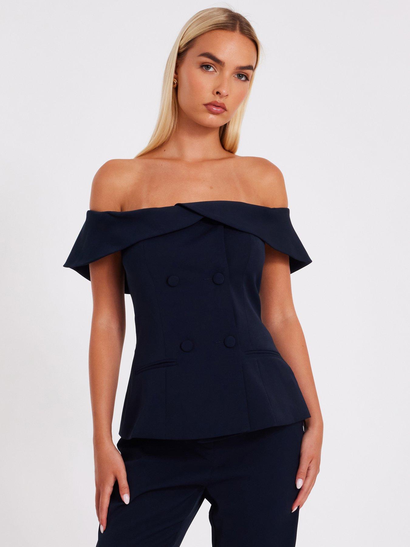 undefined Navy Bardot Waistcoat