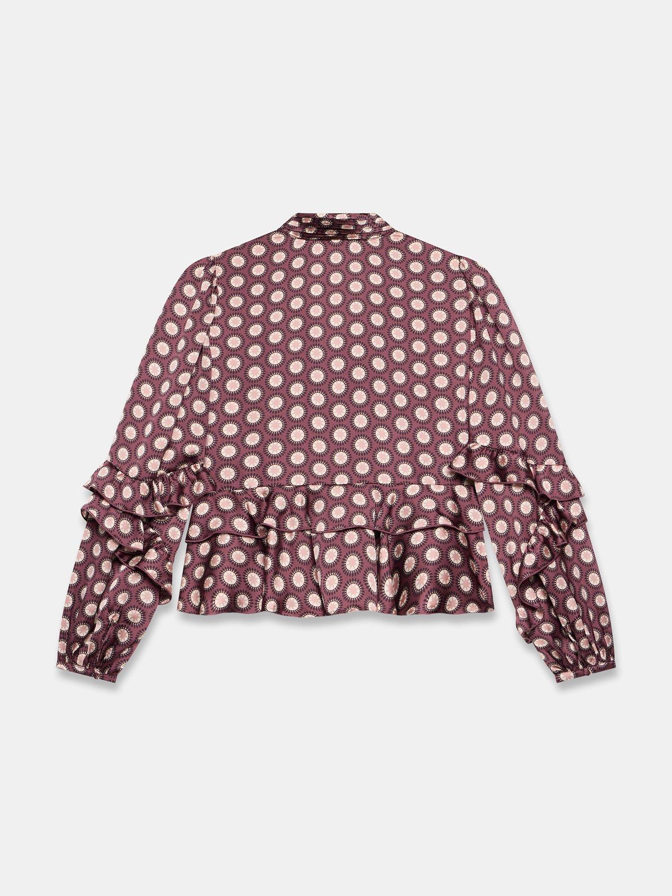 Image 6 of 6 of Mint Velvet Star Print Peplum Top - Red