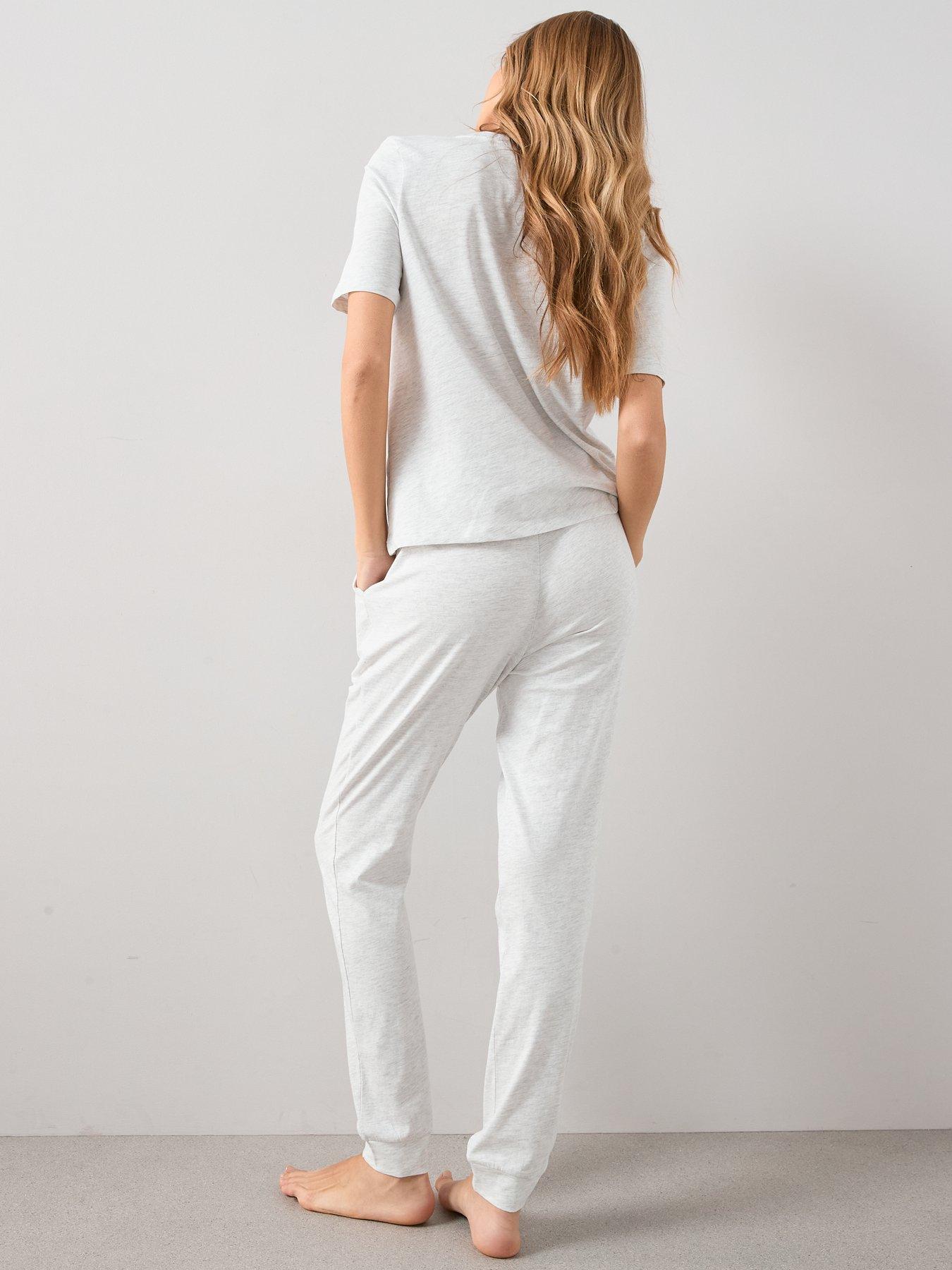 Image 2 of 6 of The Very Collection Mid Sleeve V Neck Top And Jogger Pyjama Set - Grey