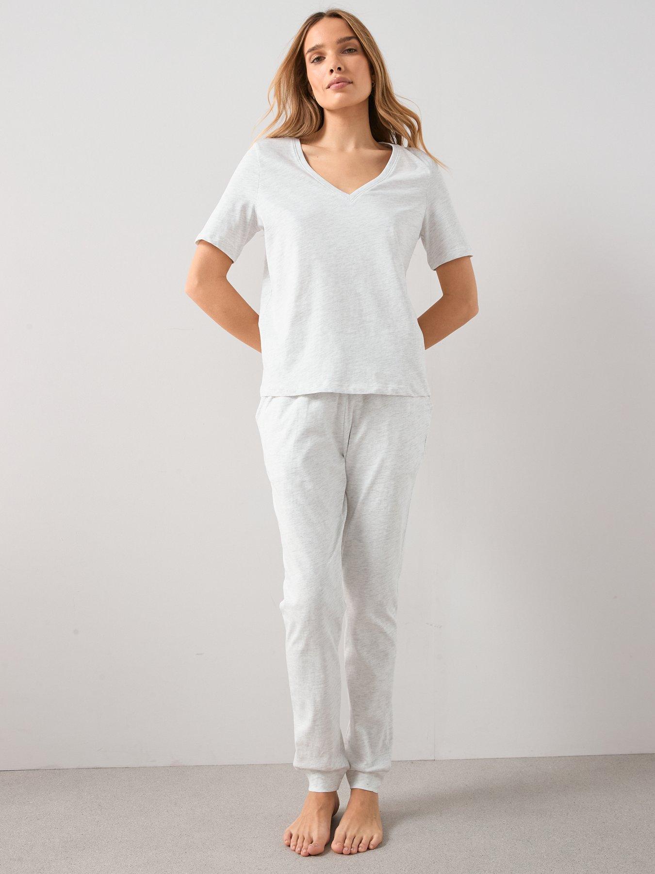 Image 5 of 6 of The Very Collection Mid Sleeve V Neck Top And Jogger Pyjama Set - Grey