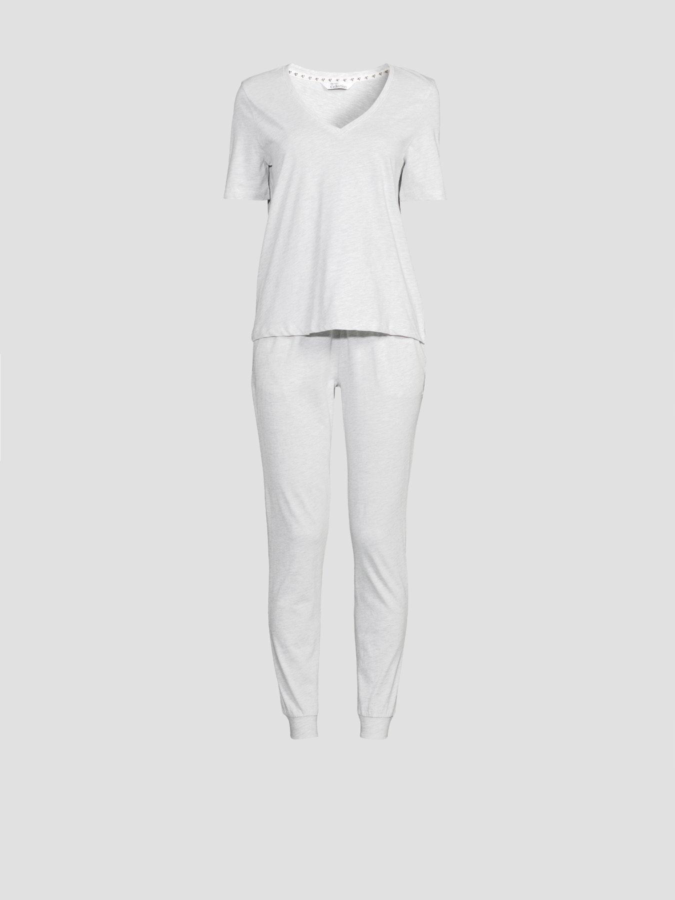 Image 6 of 6 of The Very Collection Mid Sleeve V Neck Top And Jogger Pyjama Set - Grey
