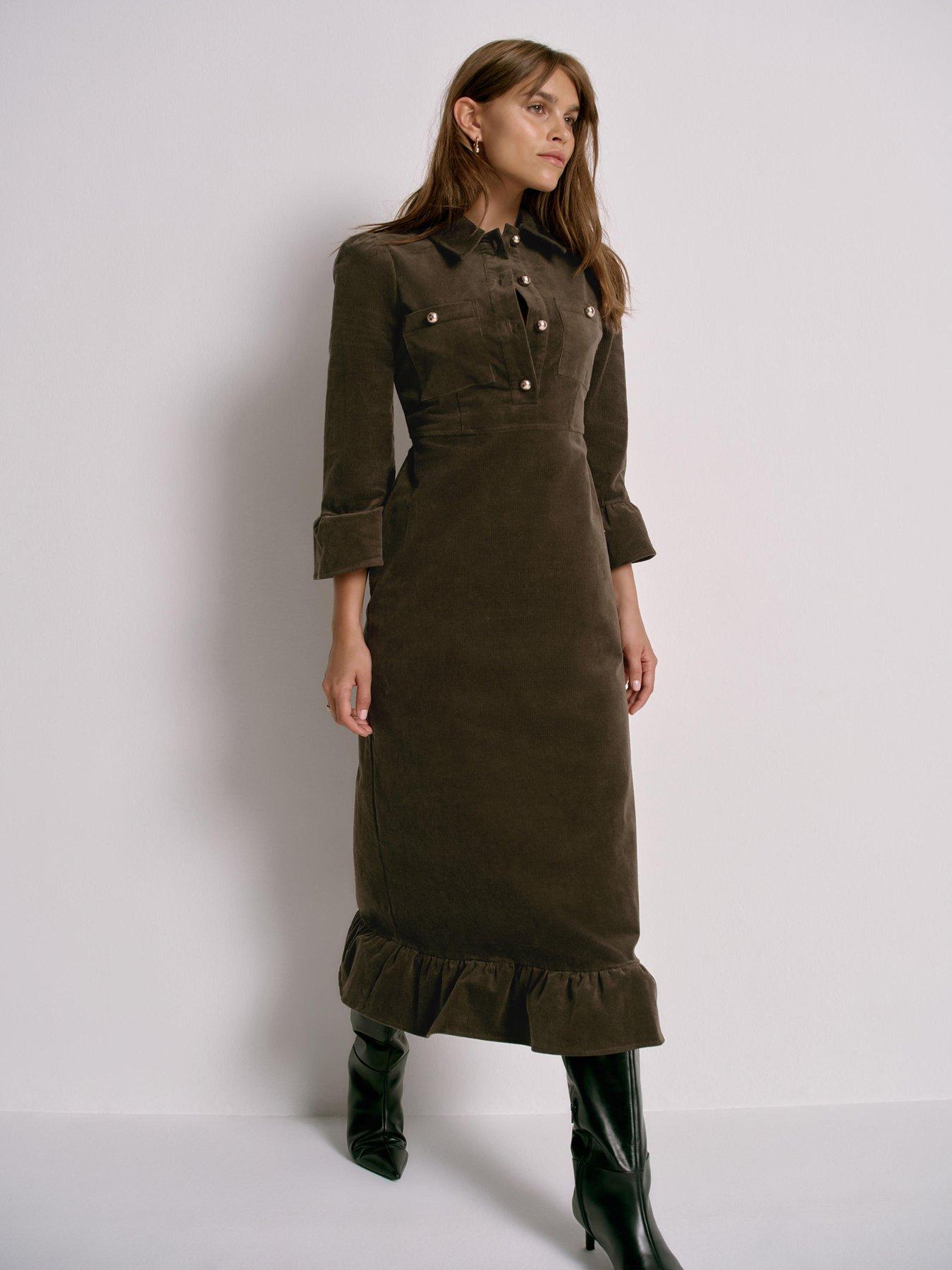 midi dress set Brooklyn Animal Print Cardigan Midi Dress Set Taupe