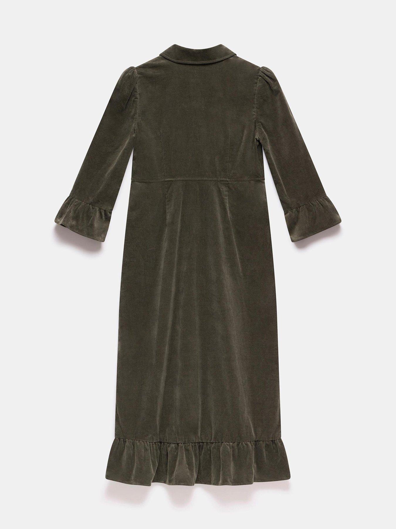 Mint Velvet Khaki Cord Midi Dress - Green | Very