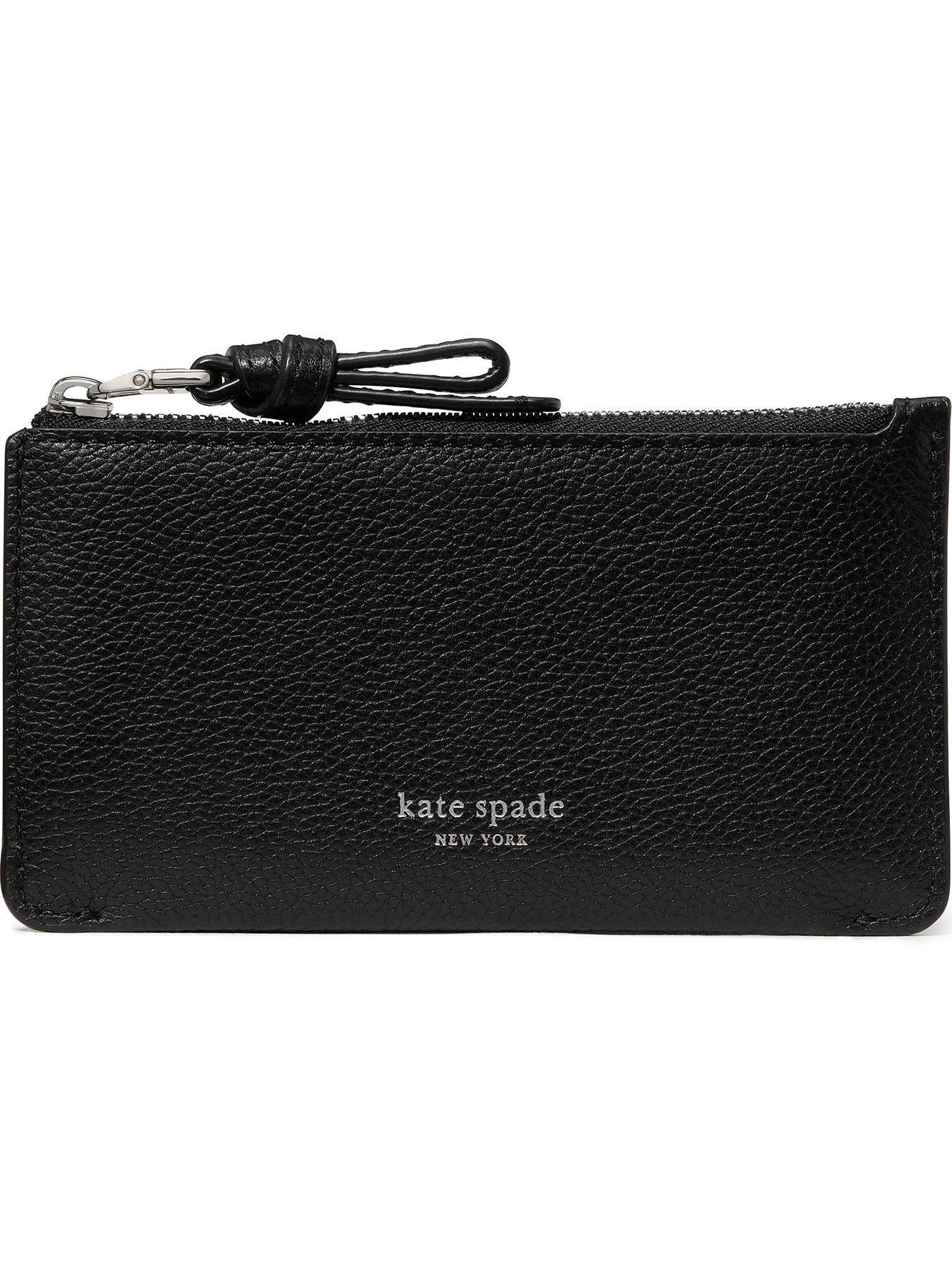 Kate Spade New York Loop East West Zip Pebbled Leather Card Case - Black