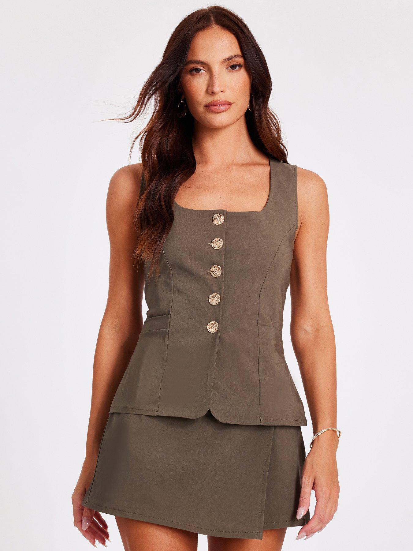 Quiz Khaki Asymmetric Wrap Skort