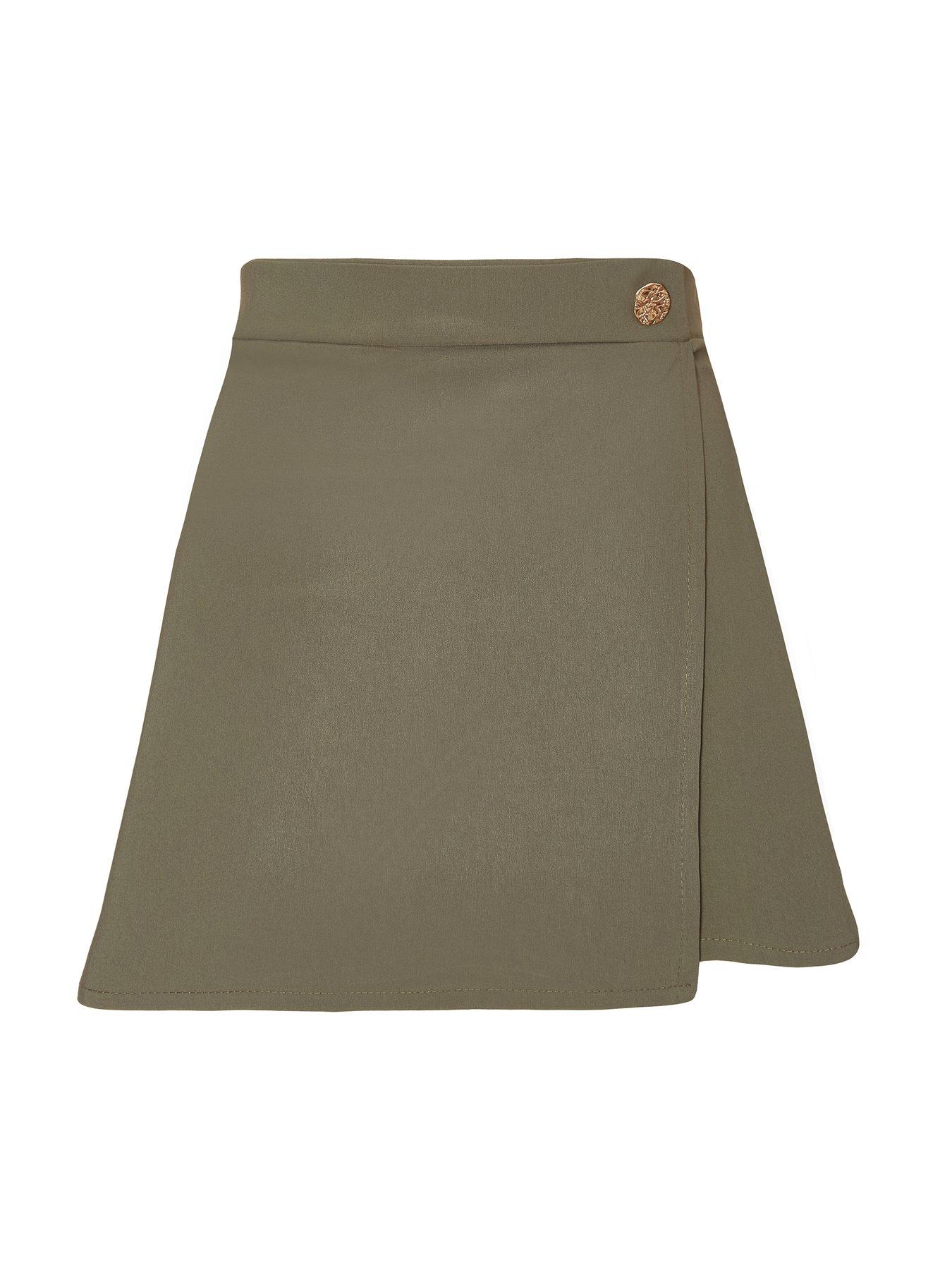 Image 4 of 6 of Quiz Khaki Asymmetric Wrap Skort