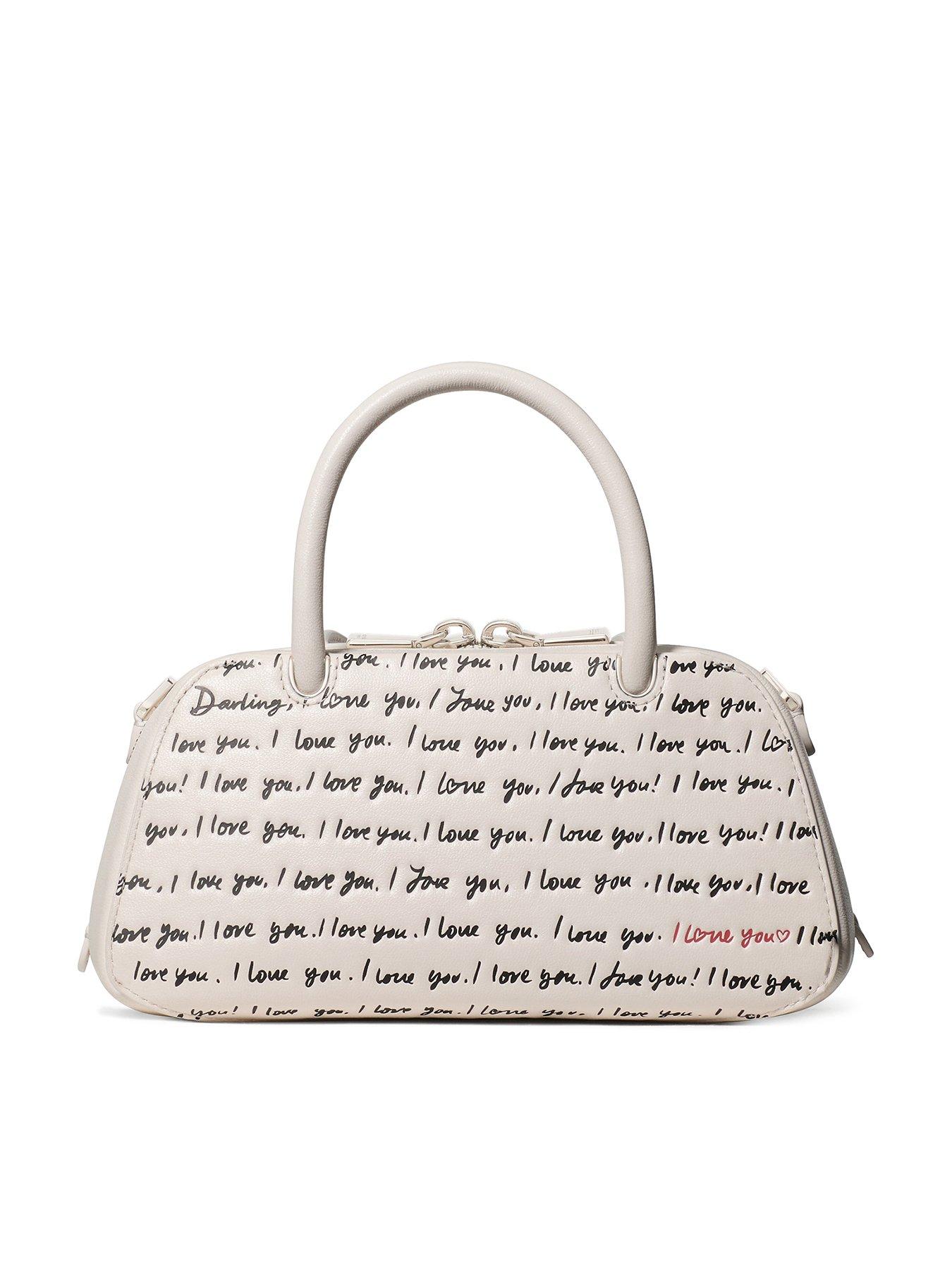 Kate Spade New York Grace I Love You Script Embossed Leather Mini Bag - Cream