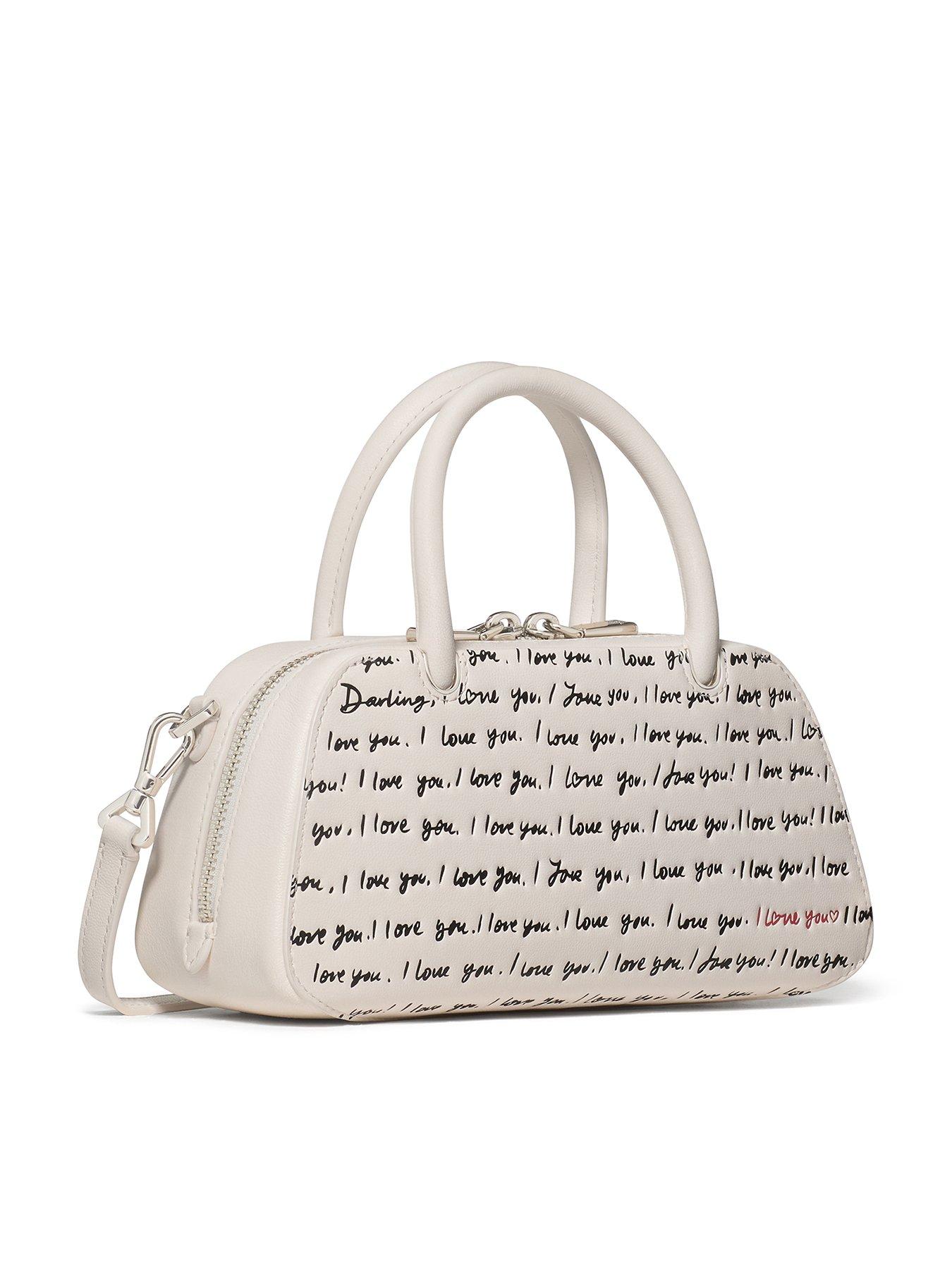 Image 3 of 4 of Kate Spade New York Grace I Love You Script Embossed Leather Mini Bag - Cream