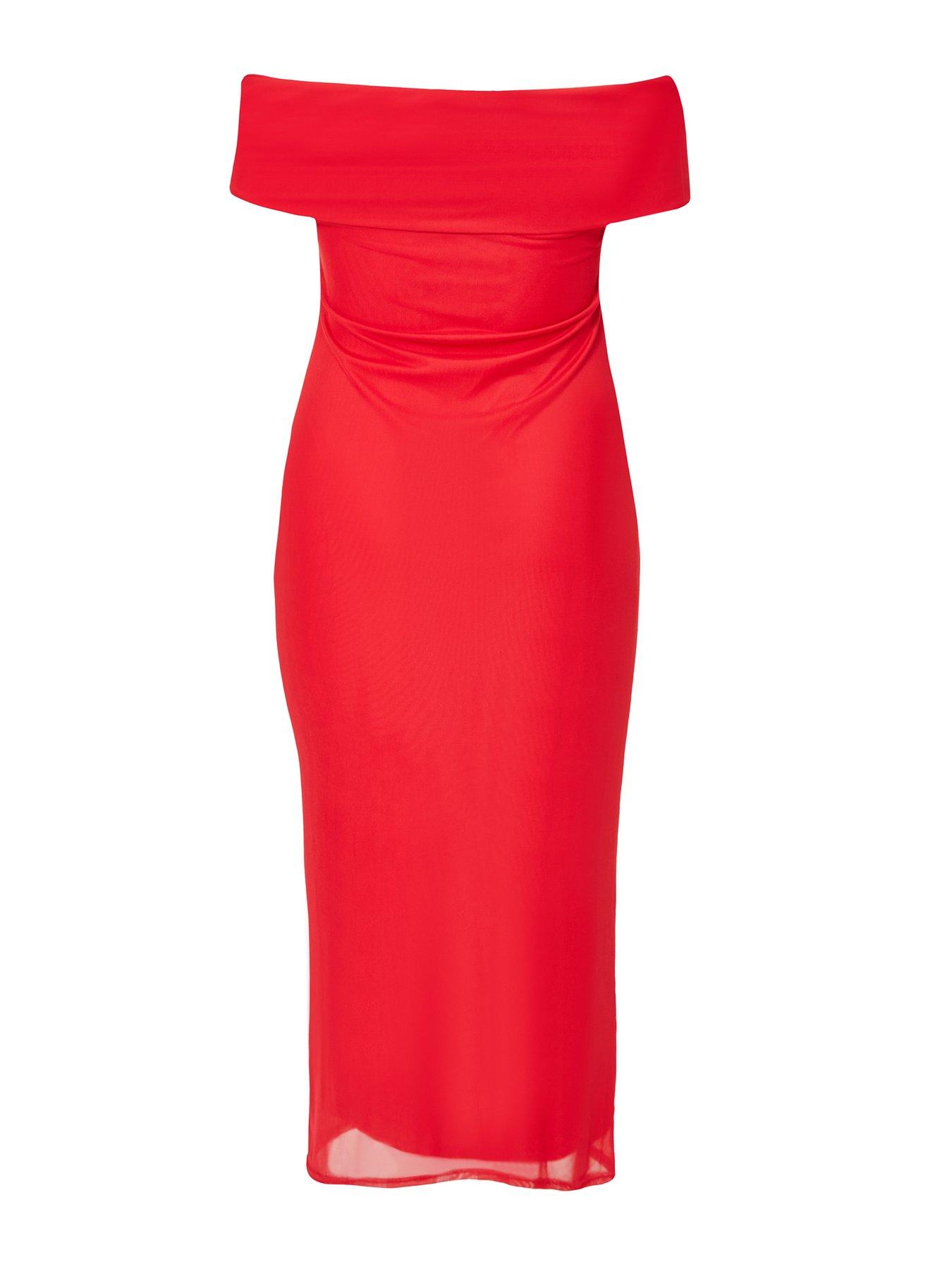 strapless open back dress Red Floral Satin Wrap Midi – Needs No Label