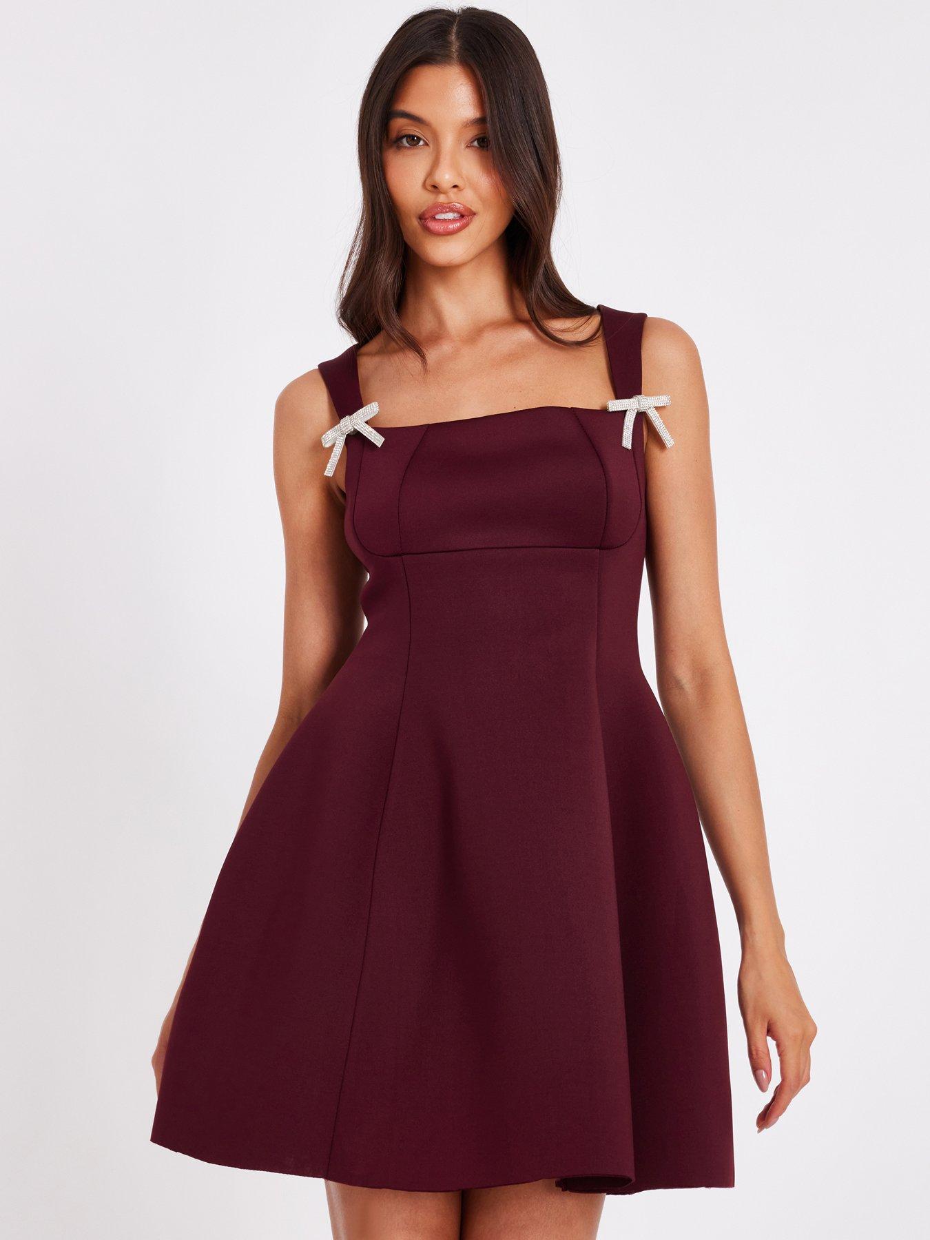Image 3 of 6 of Quiz Dark Red A-line Mini Dress