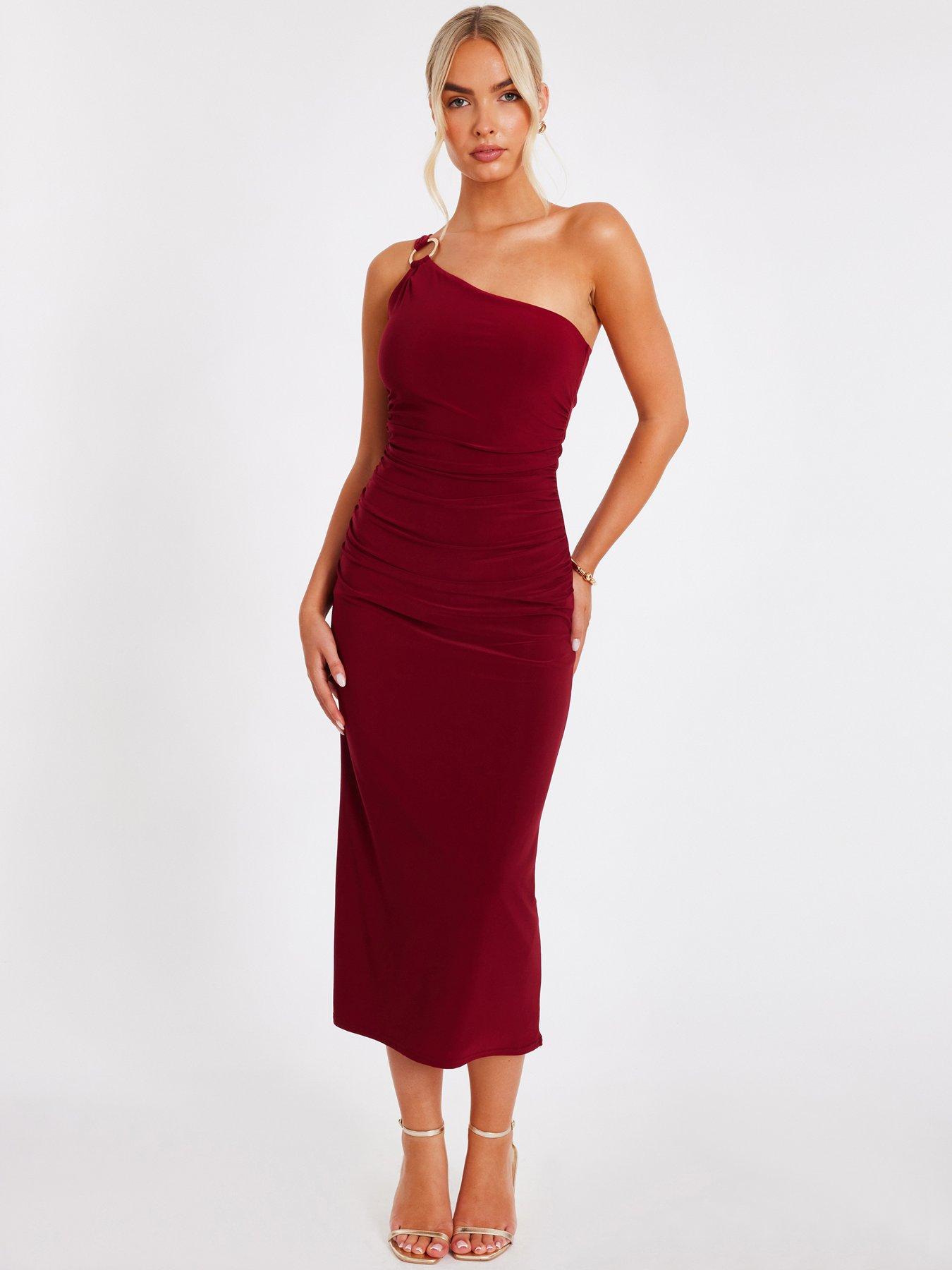 sachin and babi light blue dress Wine Red One Shoulder Dress  Secret Label