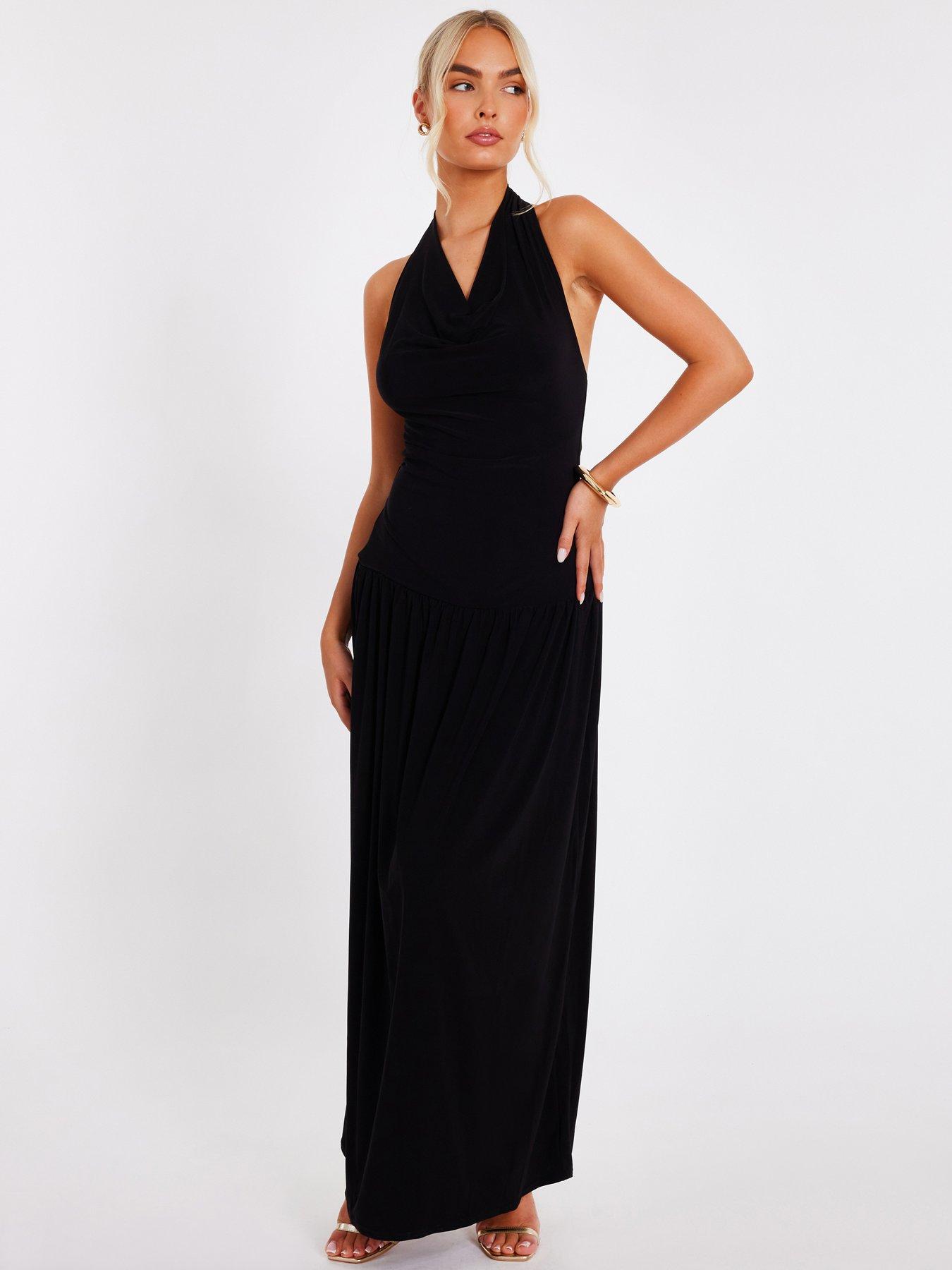 Quiz Black Cowl Neck Maxi Dress