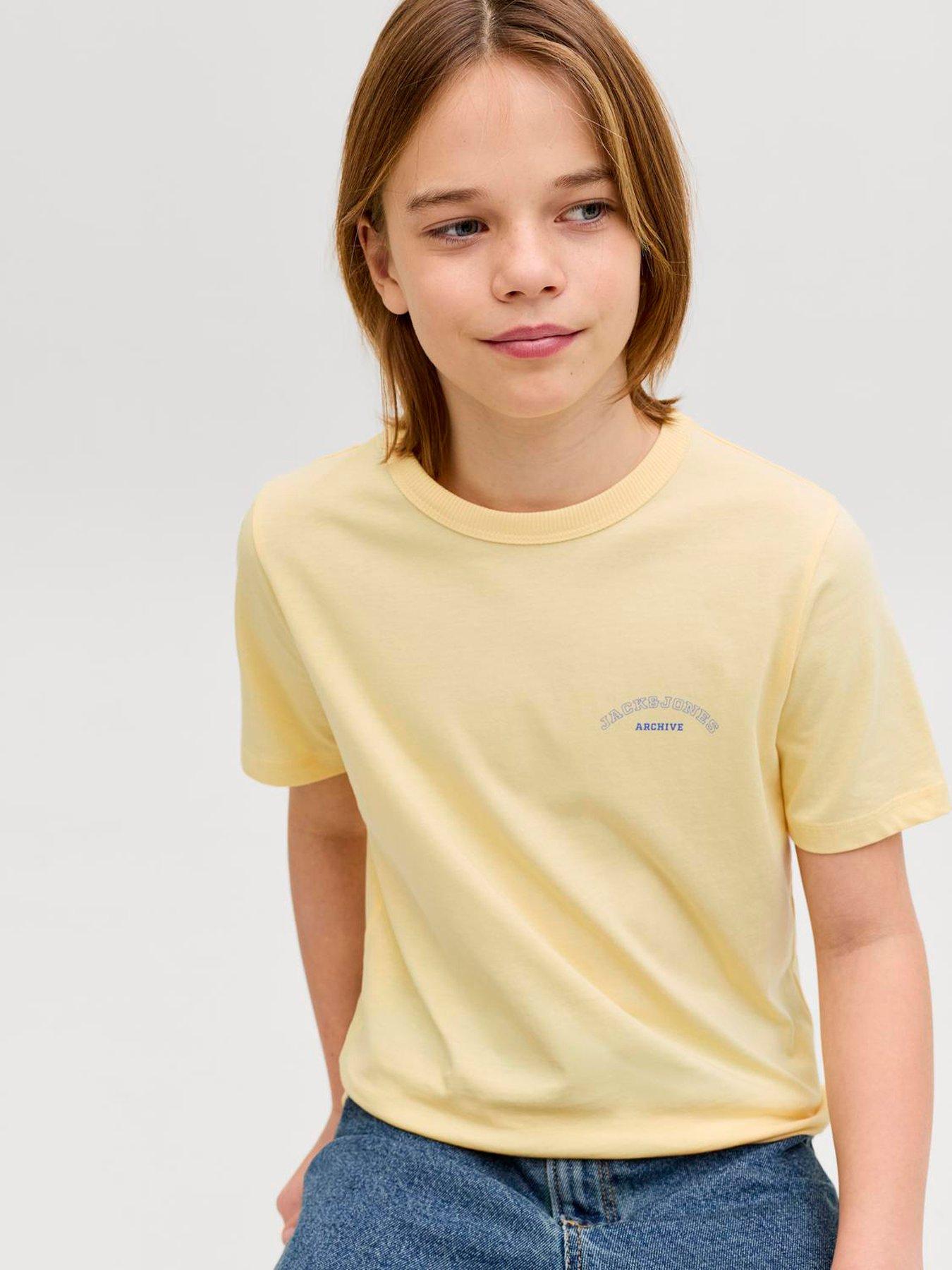 Jack & Jones Junior Boys College Logo Short Sleeve T-shirt - Yellow
