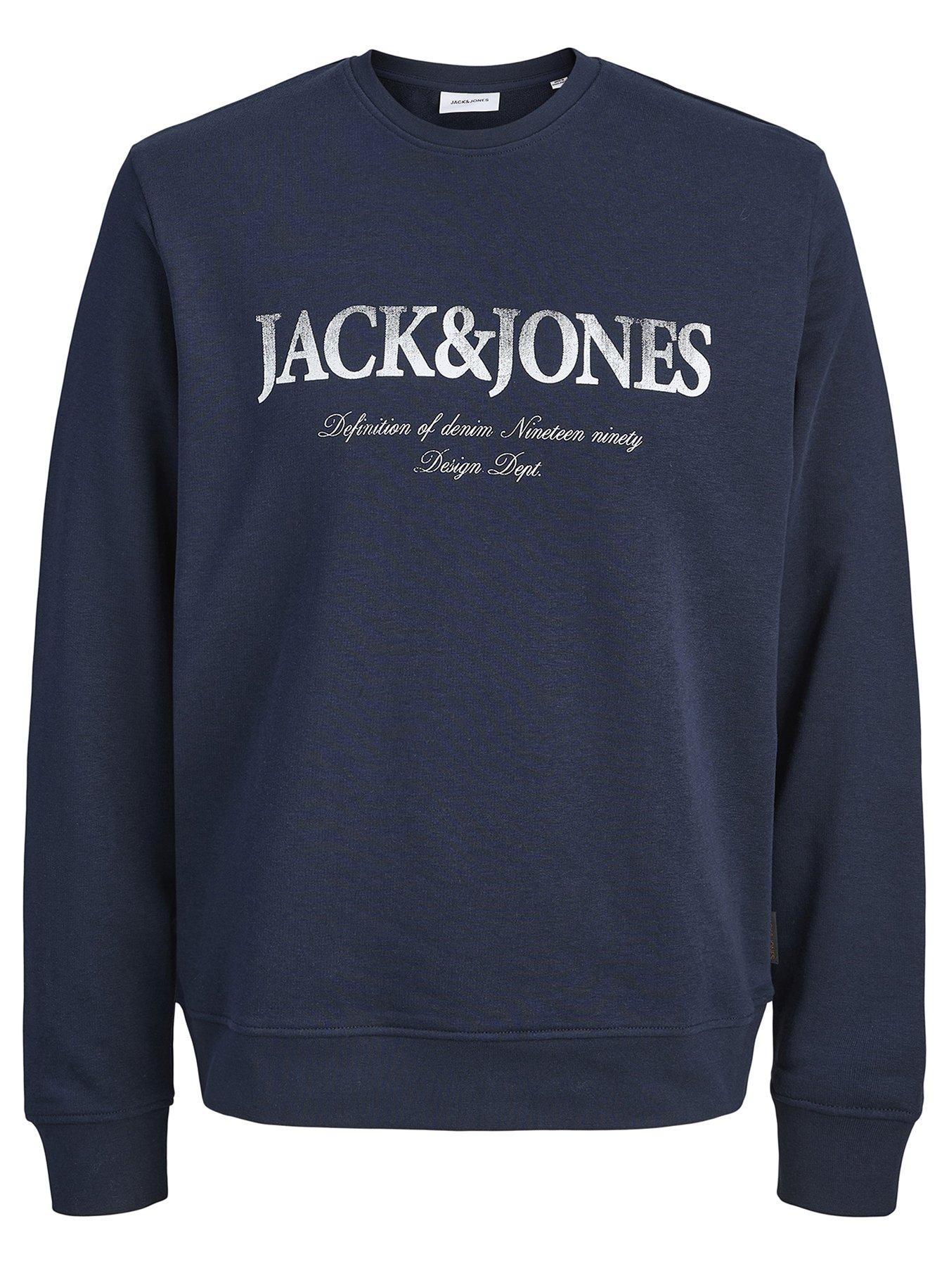 Jack & Jones Junior Boys Devin Daytona Printed Sweat - Navy