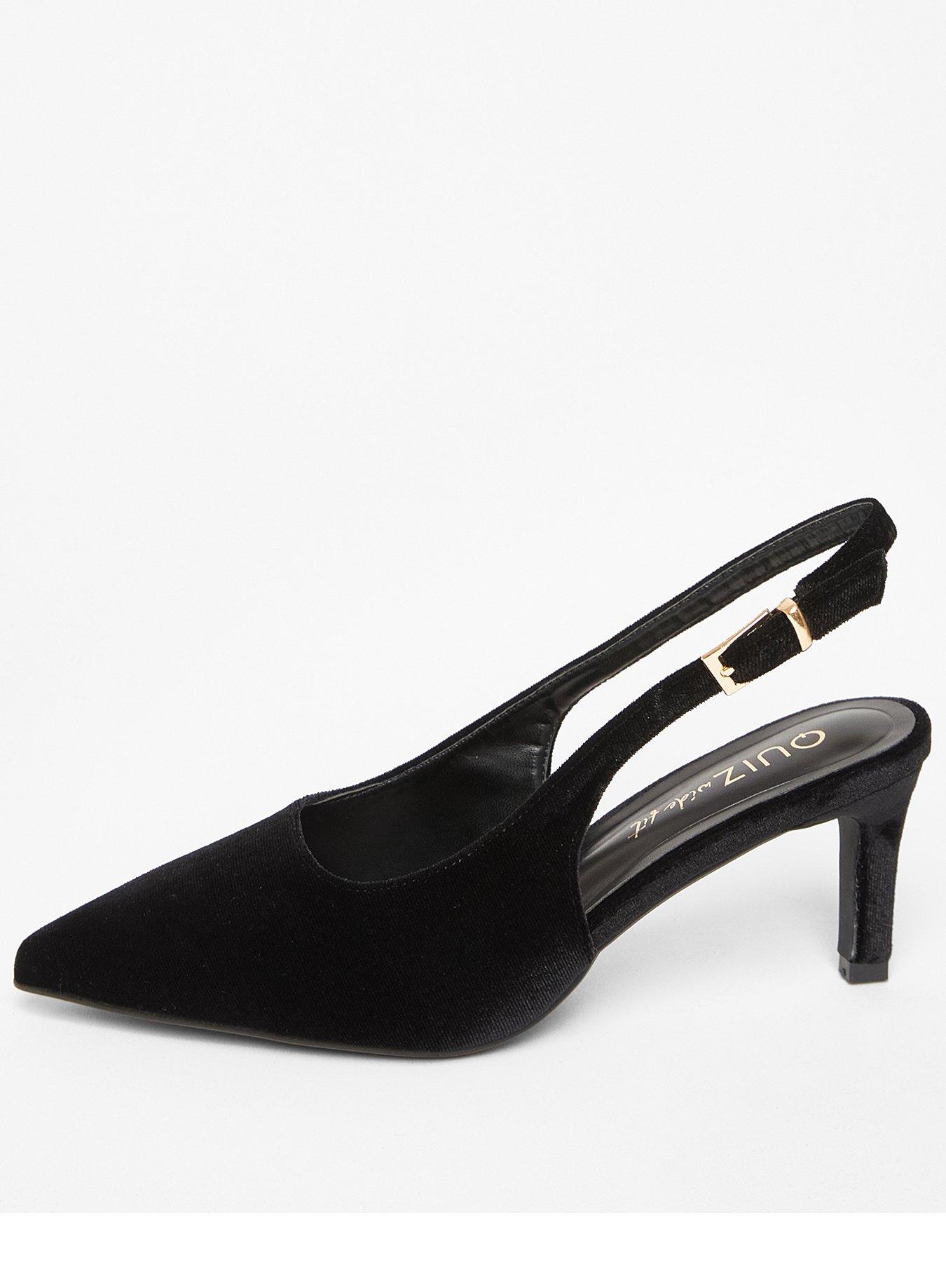 Image 1 of 5 of Quiz Wide Fit Black Slingback Court Heels