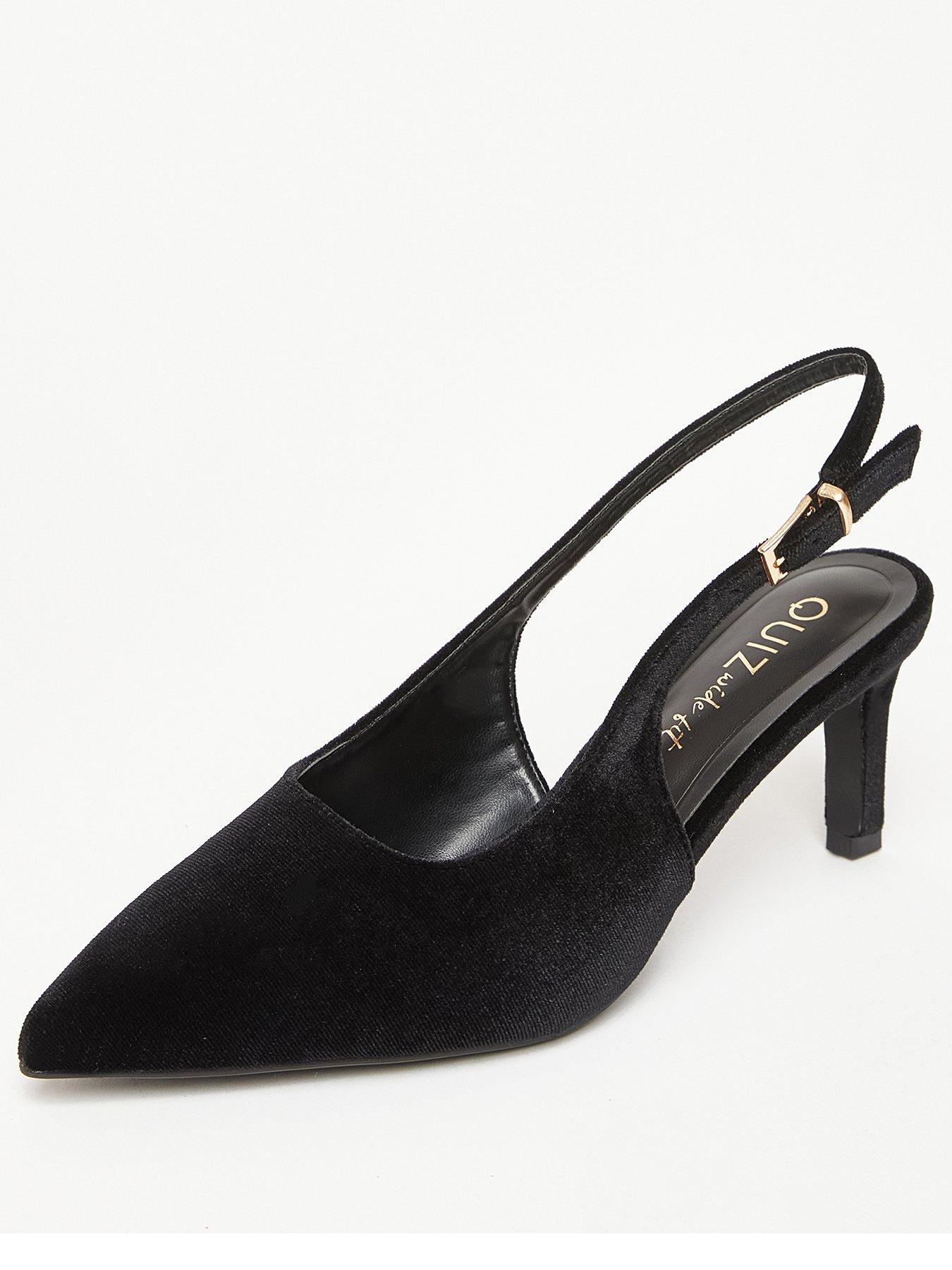 Image 2 of 5 of Quiz Wide Fit Black Slingback Court Heels