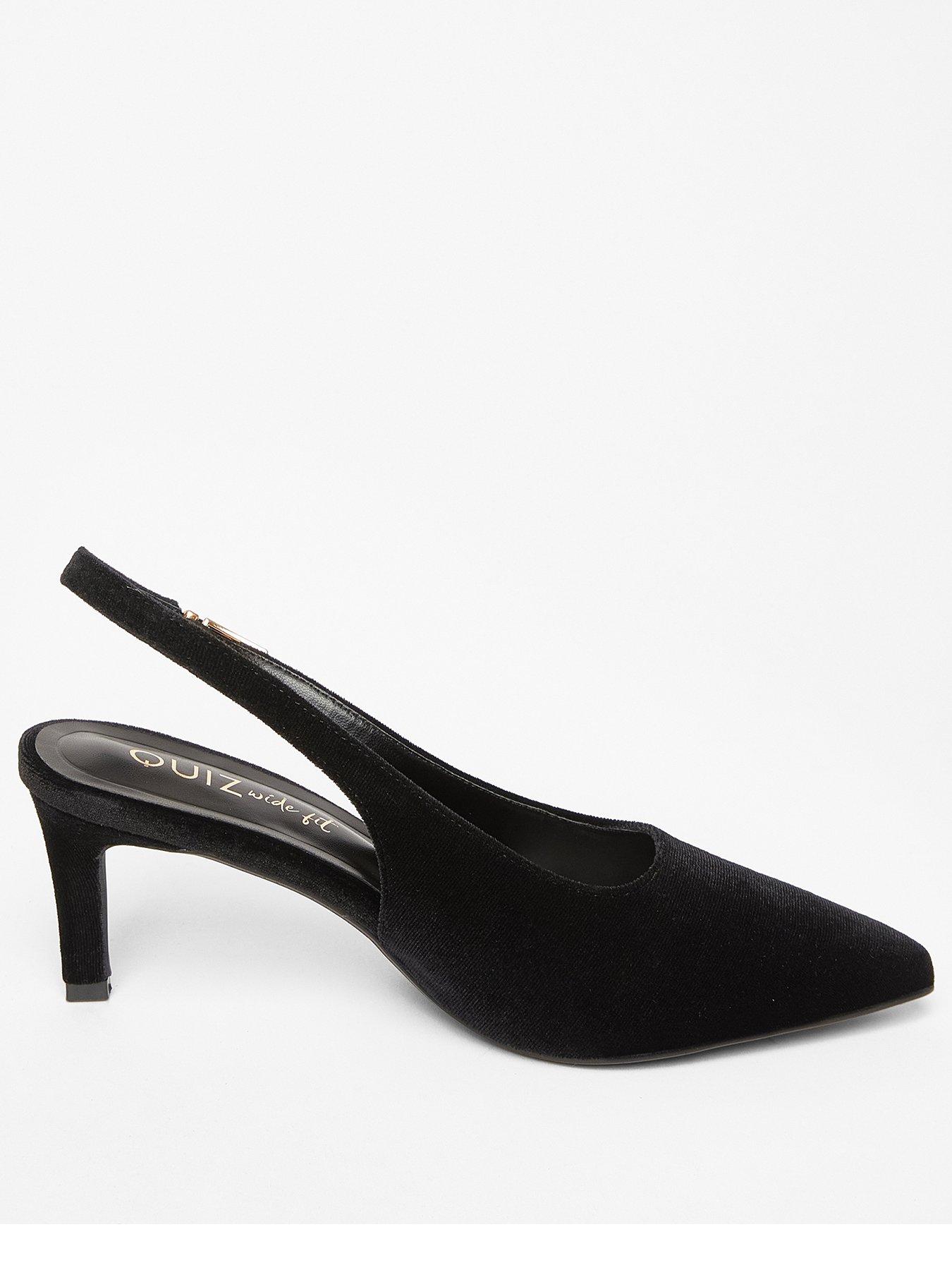 Image 3 of 5 of Quiz Wide Fit Black Slingback Court Heels