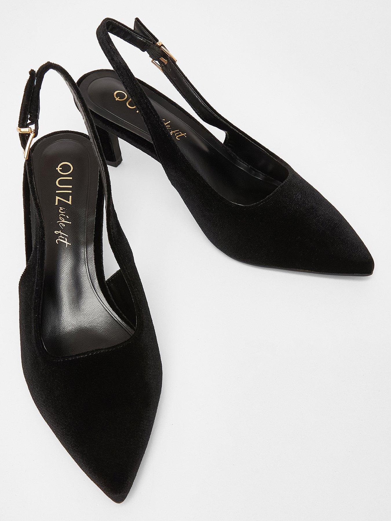 Image 4 of 5 of Quiz Wide Fit Black Slingback Court Heels