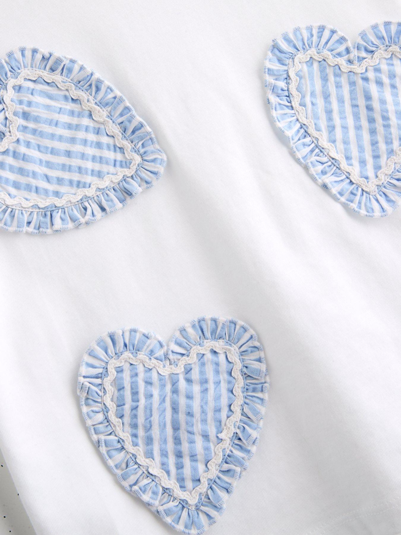 Image 3 of 5 of The Very Collection Girls 3D Heart Ric Rac T-Shirt - White