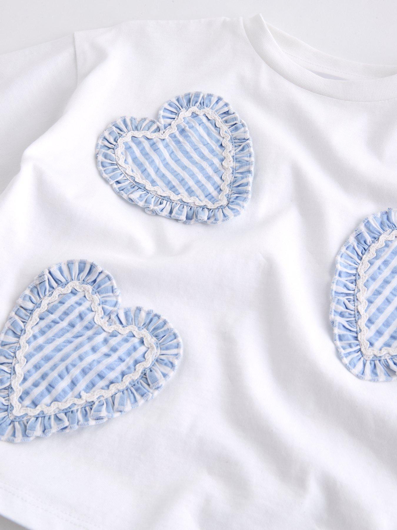 Image 4 of 5 of The Very Collection Girls 3D Heart Ric Rac T-Shirt - White