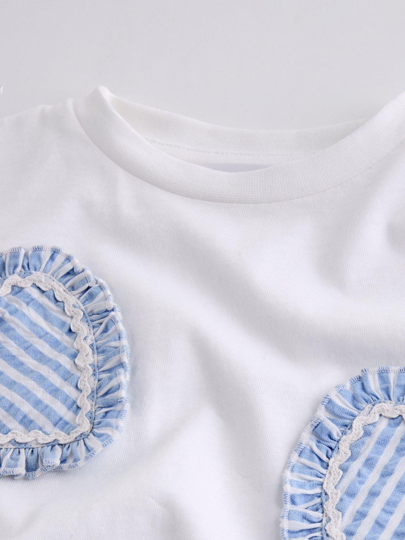 Image 5 of 5 of The Very Collection Girls 3D Heart Ric Rac T-Shirt - White