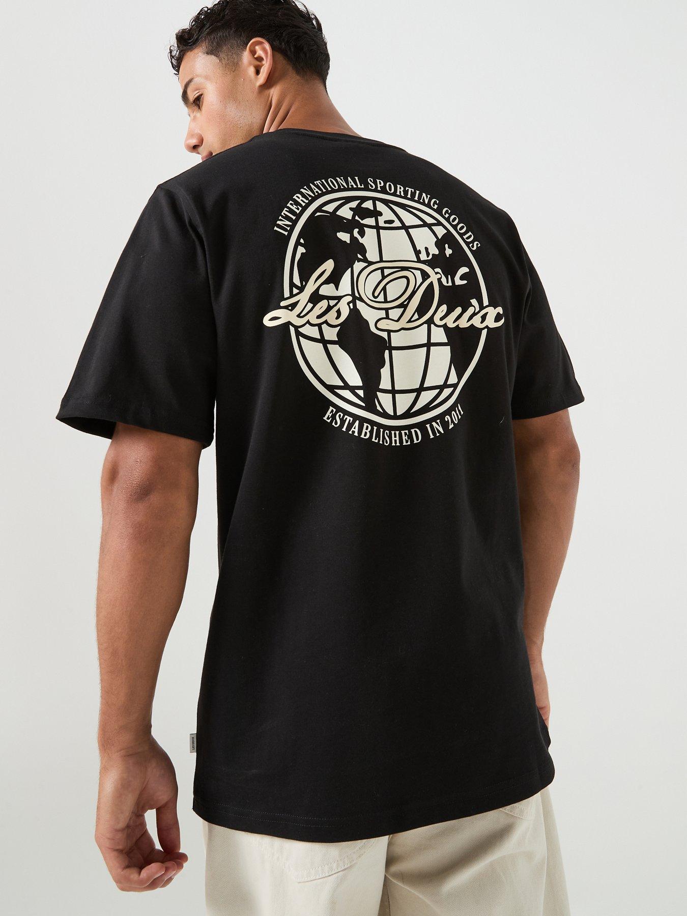 Les Deux Ben Globe Back Graphic Regular Fit T-Shirt - Black