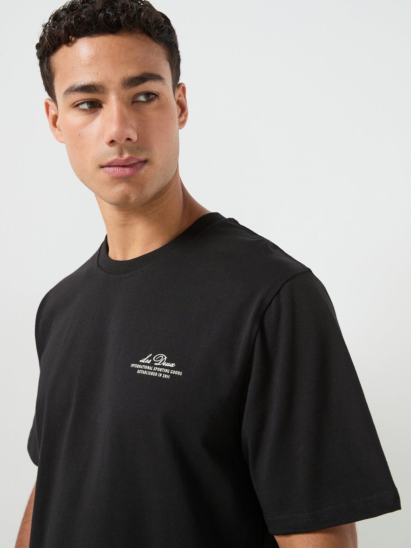 Image 6 of 6 of Les Deux Ben Globe Back Graphic Regular Fit T-Shirt - Black