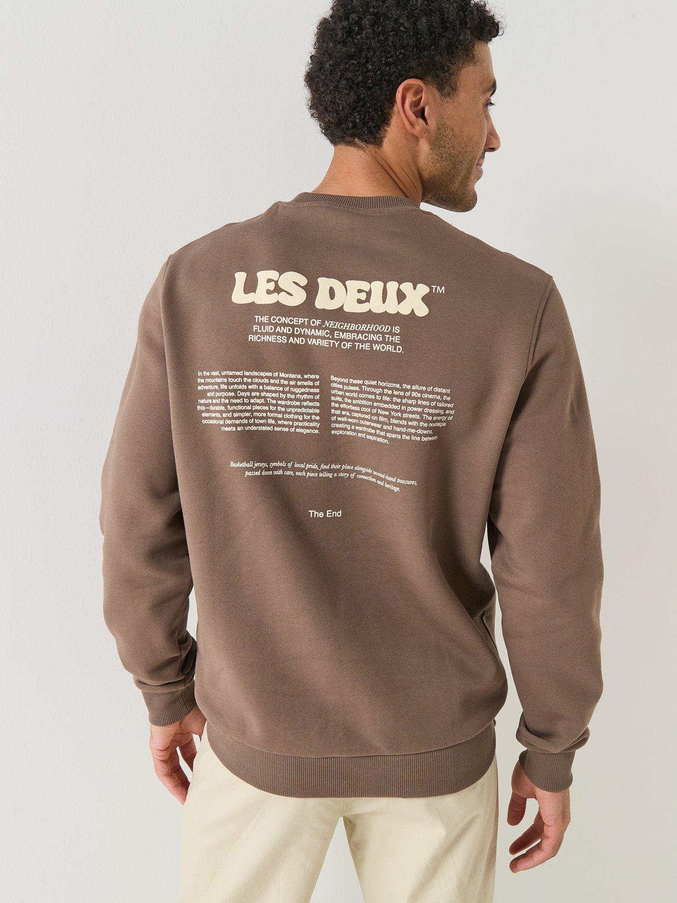 Les Deux Ben Dynamic Back Print Crew Sweat - Brown