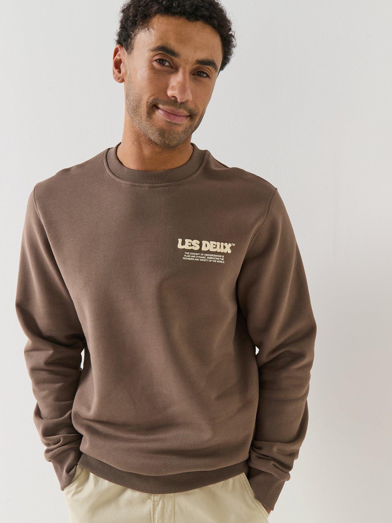 Image 2 of 6 of Les Deux Ben Dynamic Back Print Crew Sweat - Brown