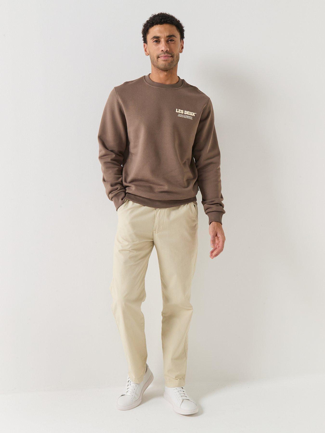 Image 3 of 6 of Les Deux Ben Dynamic Back Print Crew Sweat - Brown