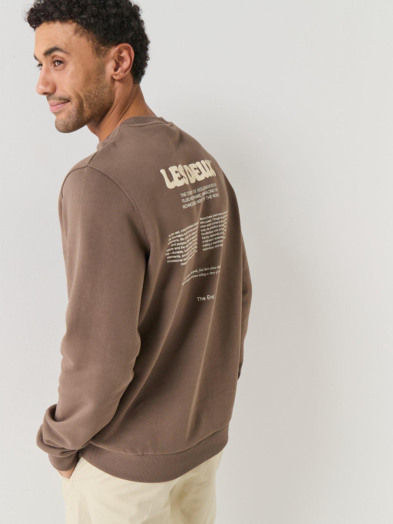 Image 4 of 6 of Les Deux Ben Dynamic Back Print Crew Sweat - Brown