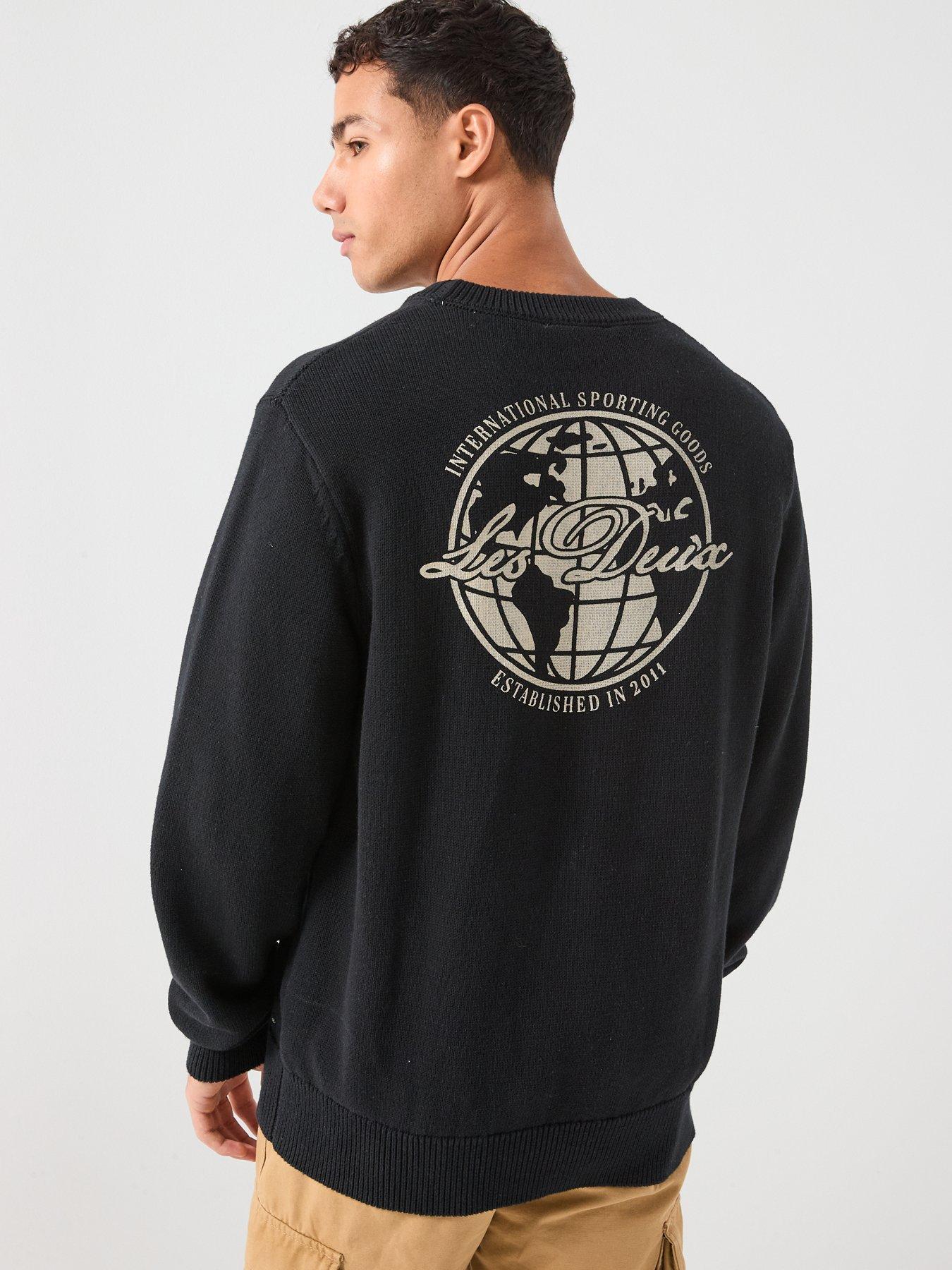 Image 5 of 6 of Les Deux Gary Globe Back Logo Knitted Jumper - Black