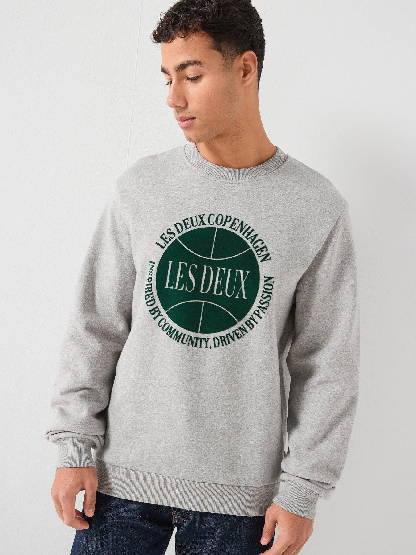 Les Deux Ben Basketball Logo Crew Sweatshirt, Grey, Size 2Xl, Men